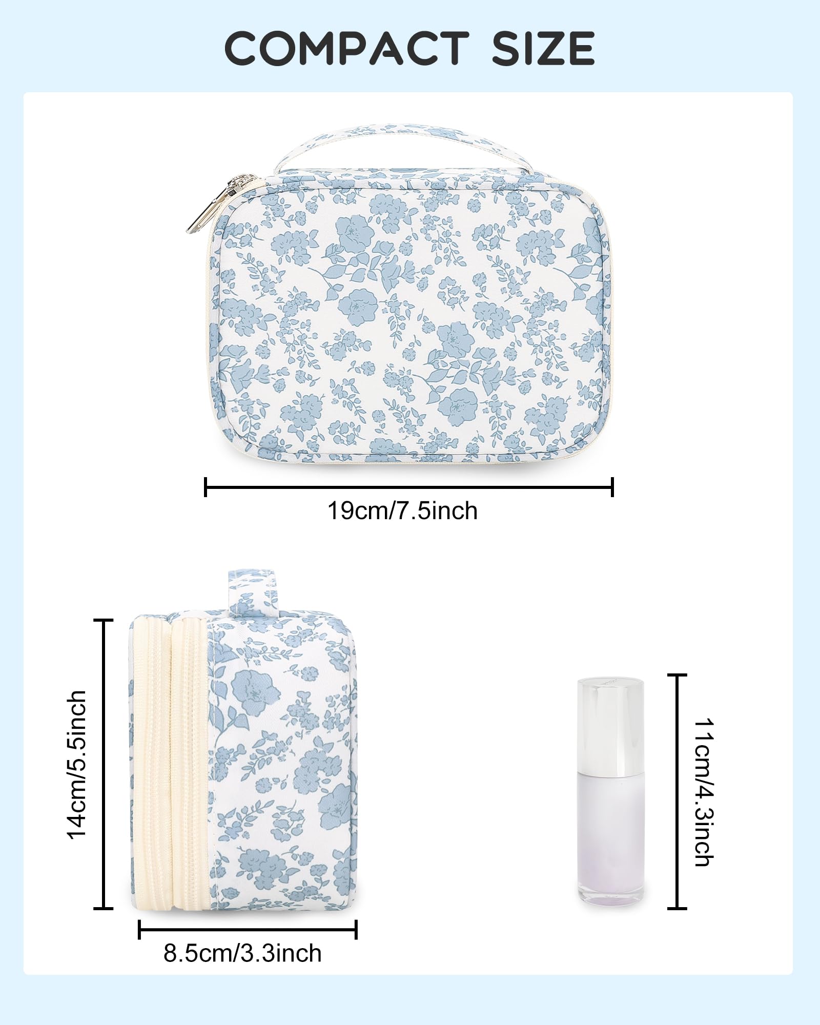 Relavel mini-trousse maquillage avec 2 pinceaux, rangement compact pour retouches rapides.