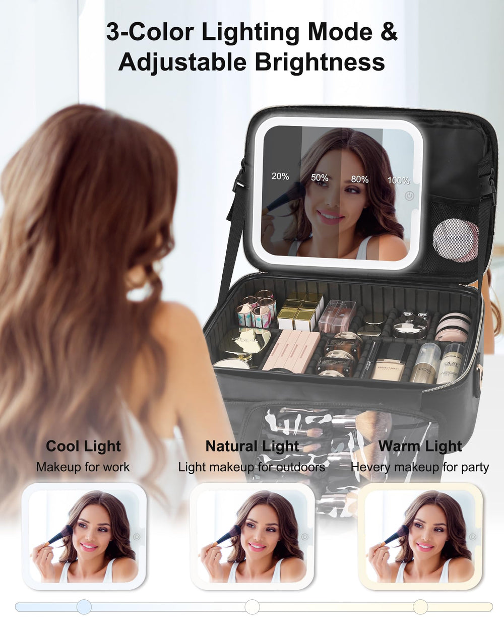 Relavel miroir LED à 3 couleurs révèle les détails du teint