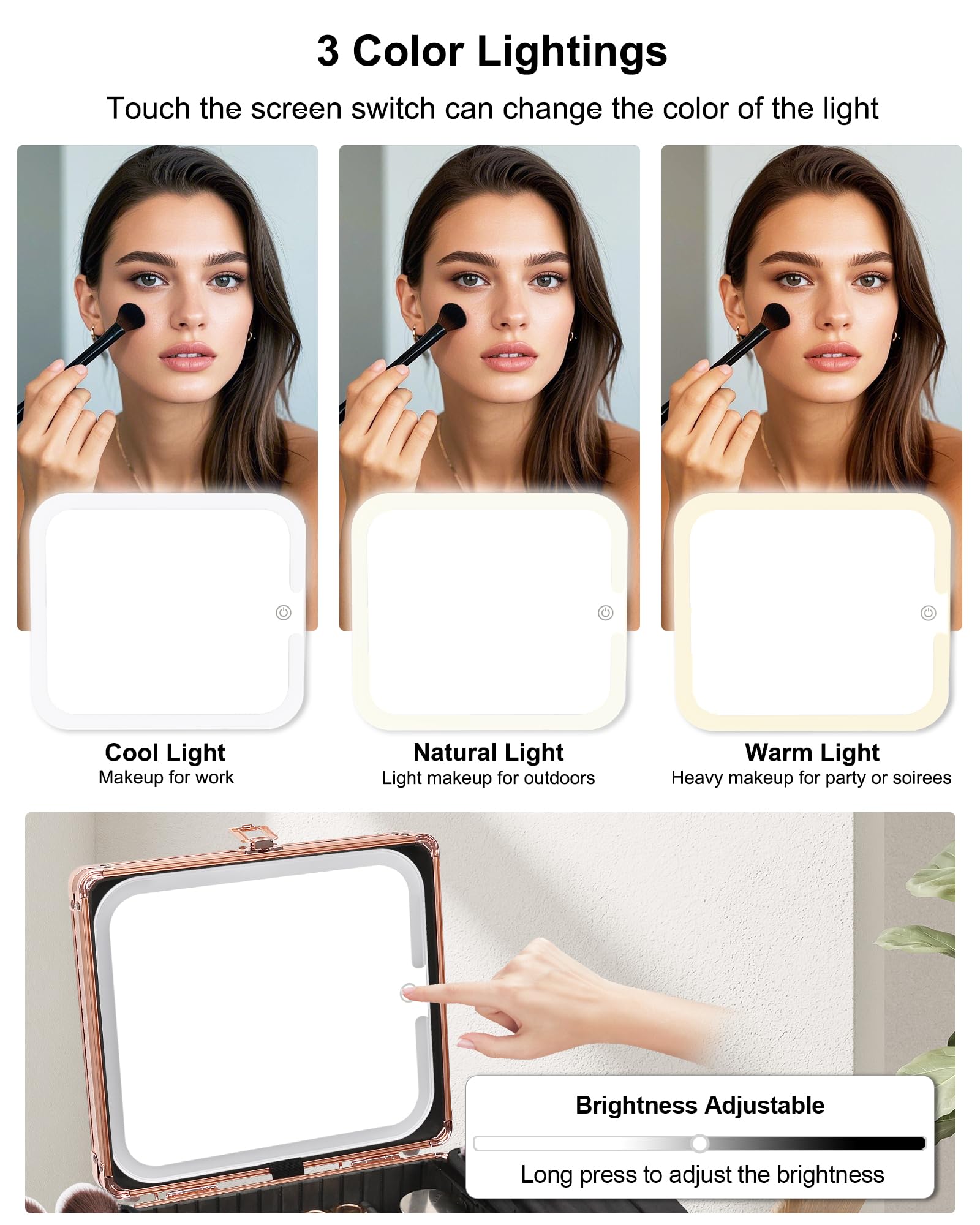 Relavel miroir LED à 80 LED pour un maquillage précis.