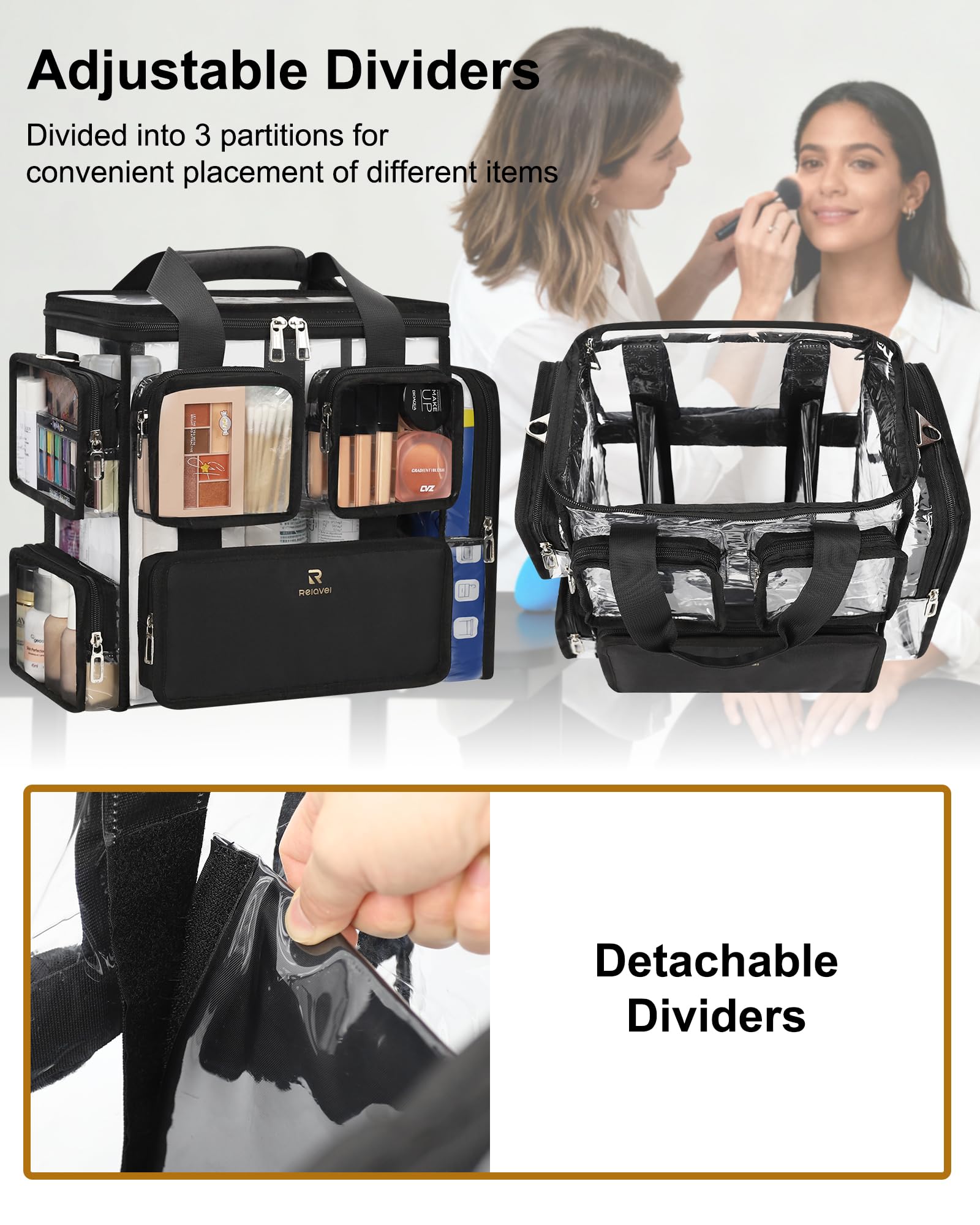 Relavel organisation modulable avec poches et diviseurs pour une accessibilité rapide.