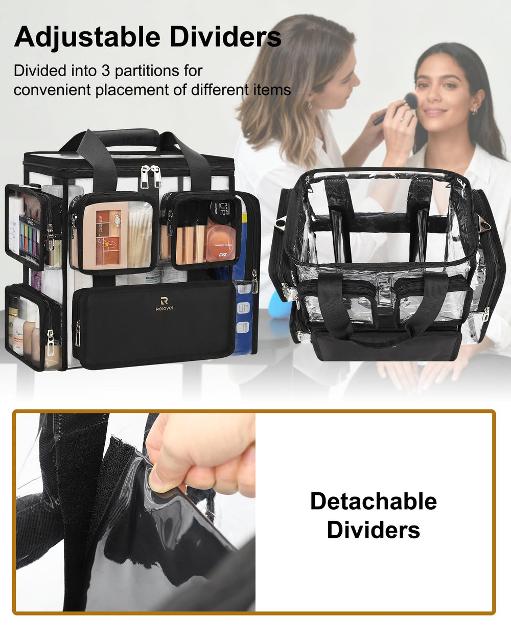 Relavel organisation modulable avec poches et diviseurs pour une accessibilité rapide.