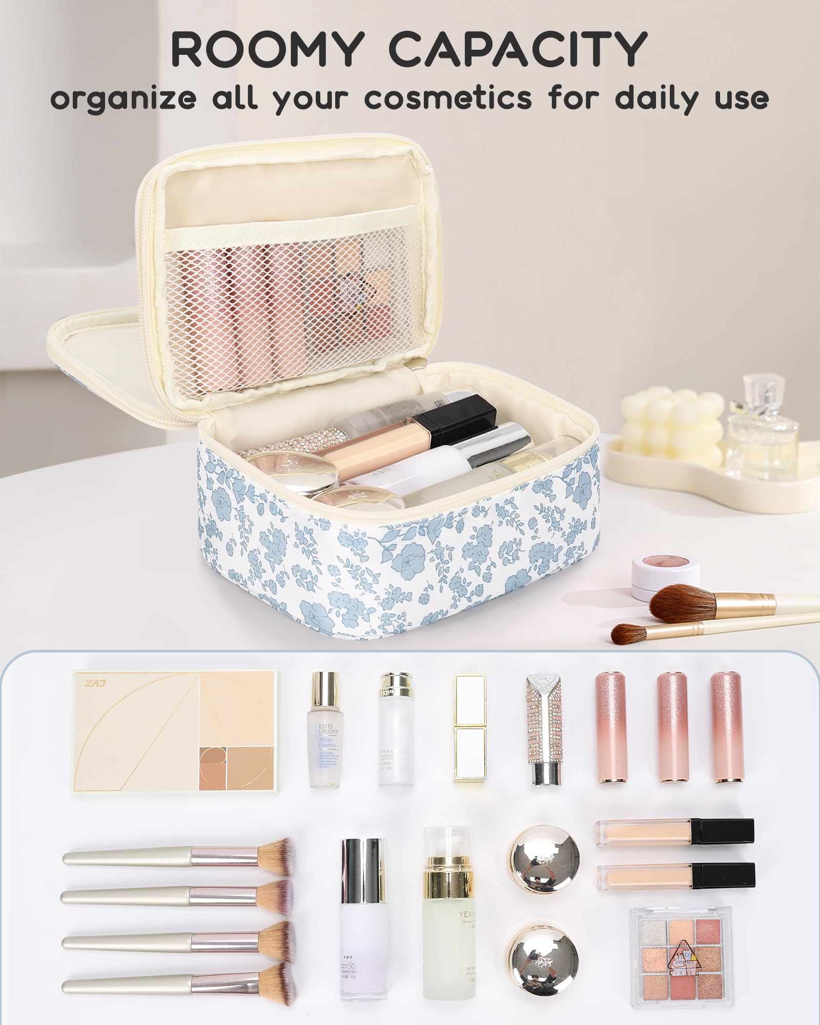 Relavel poches intérieures multiples, séparation claire pour vos produits de beauté.