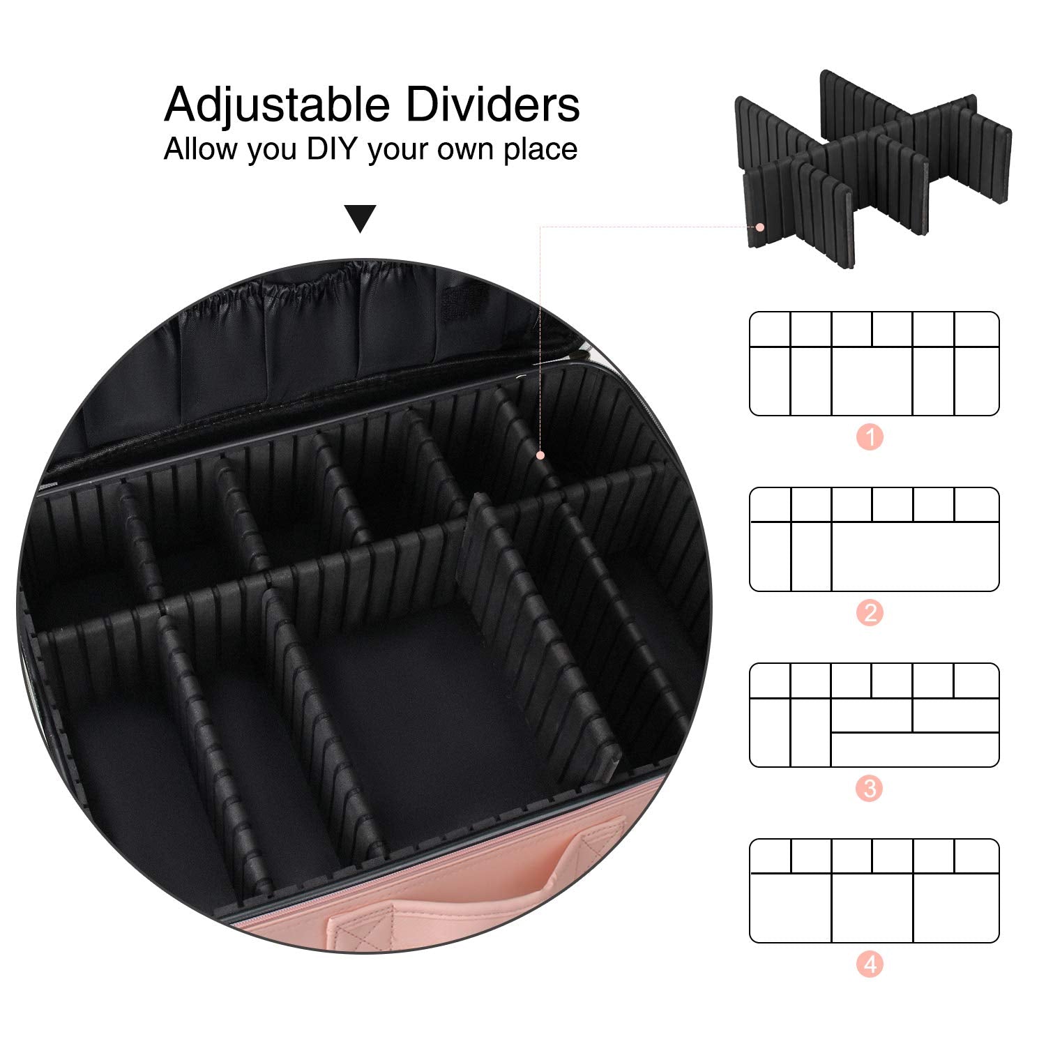 Relavel poches zippées pour pinceaux et palettes, accès rapide.