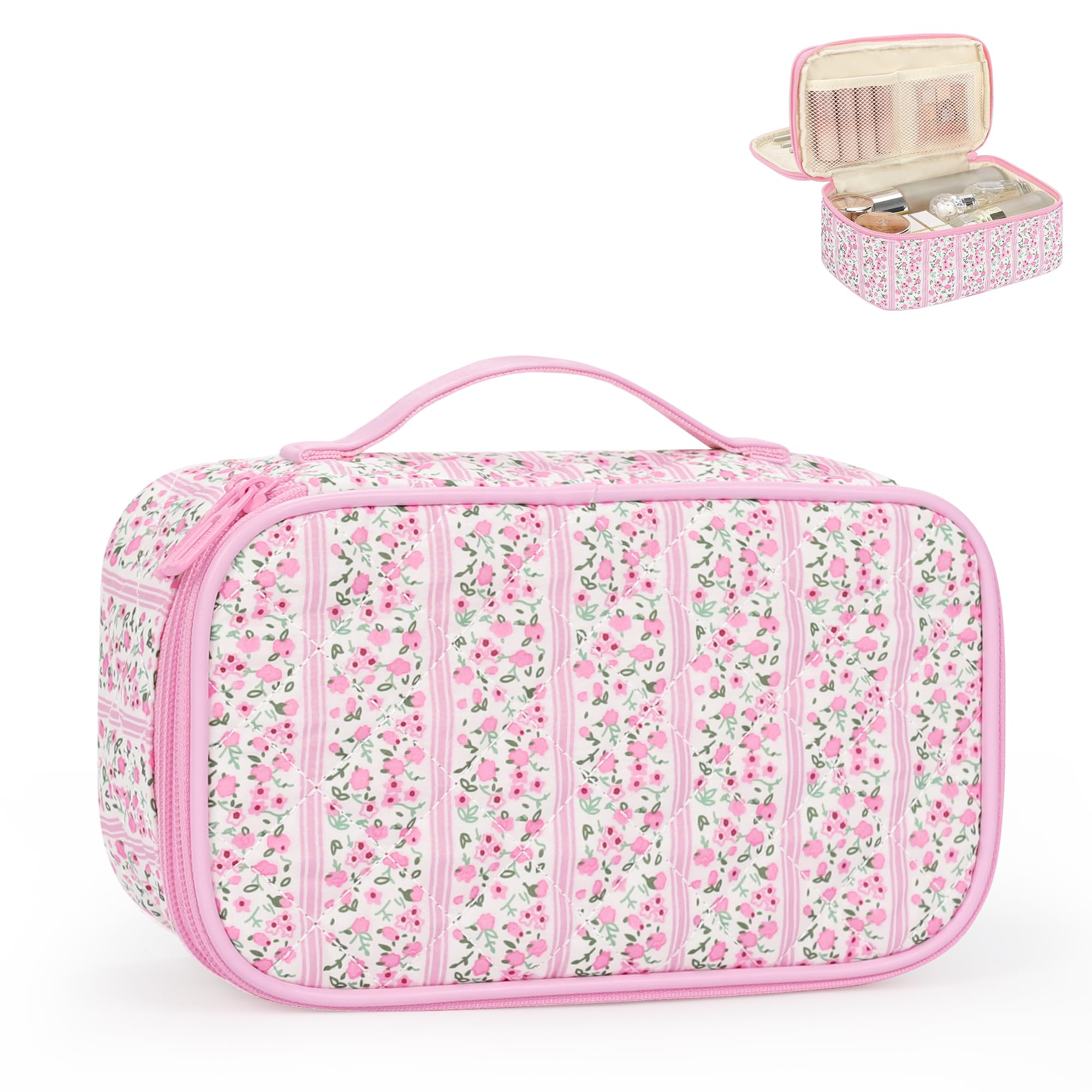 Relavel pochette maquillage rose vue avant, rangement pratique en voyage