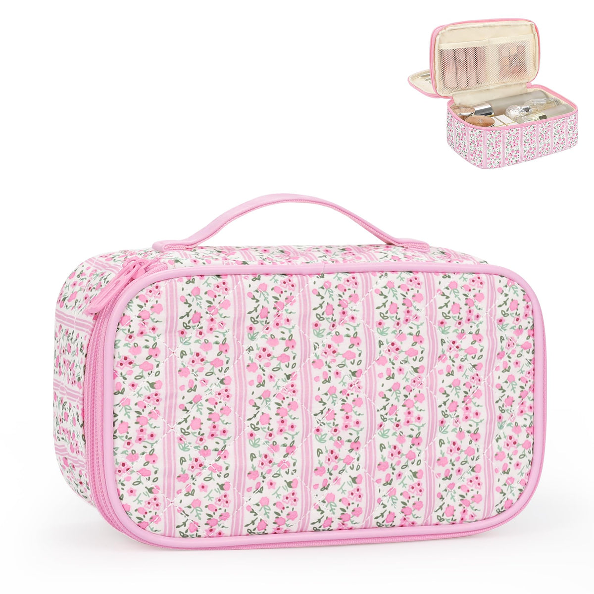 Relavel pochette maquillage rose vue avant, rangement pratique en voyage