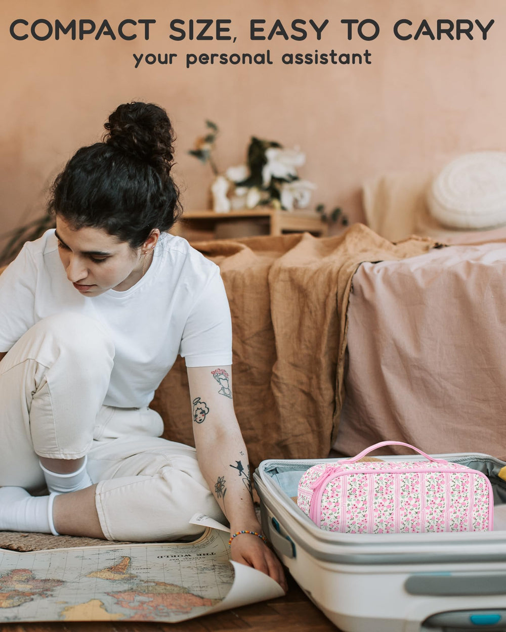 Relavel pochette maquillage rose cadeau élégant et pratique pour femmes