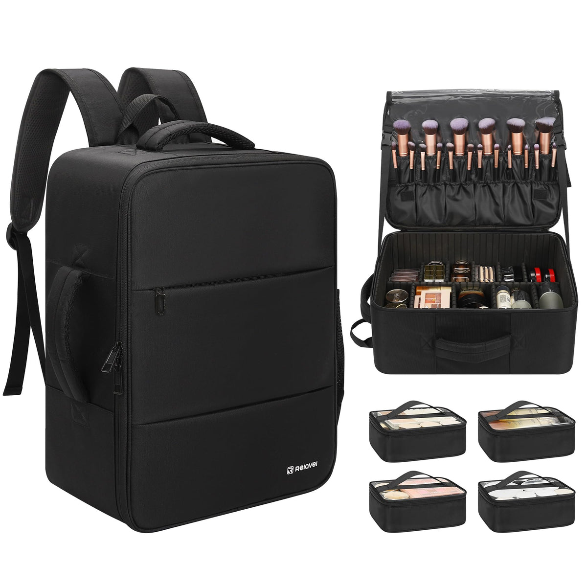 Relavel sac maquillage grand-format, rangement optimisé pour professionnels en déplacement.