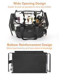 Relavel sac maquillage transparent avec diviseurs reglables pour une organisation efficace.