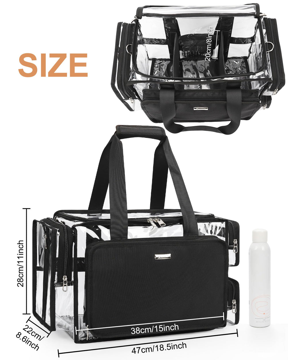 Relavel sac maquillage transparent ouverture large pour accès rapide.