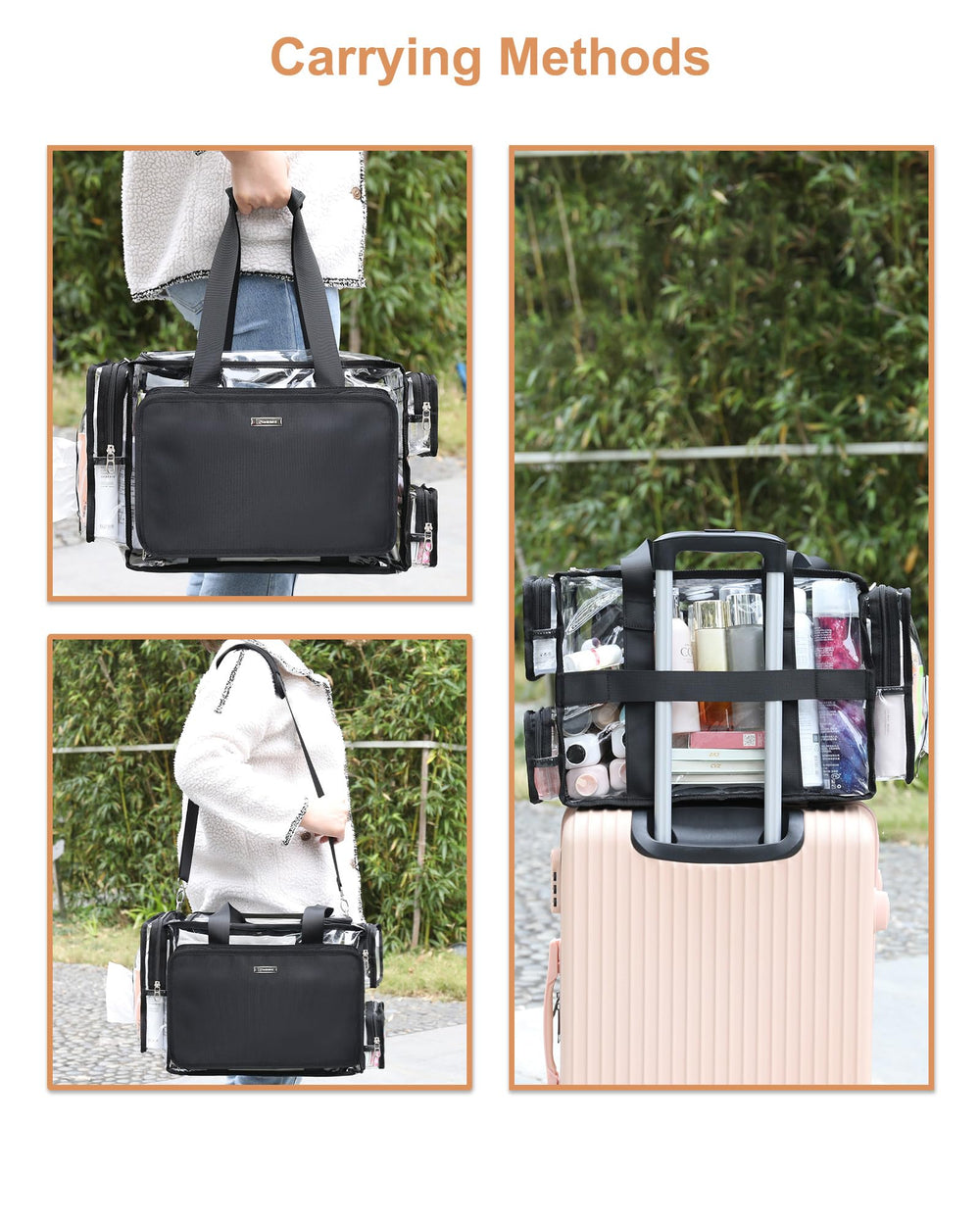 Relavel sac maquillage transparent polyvalent pour professionnel du maquillage et voyage.
