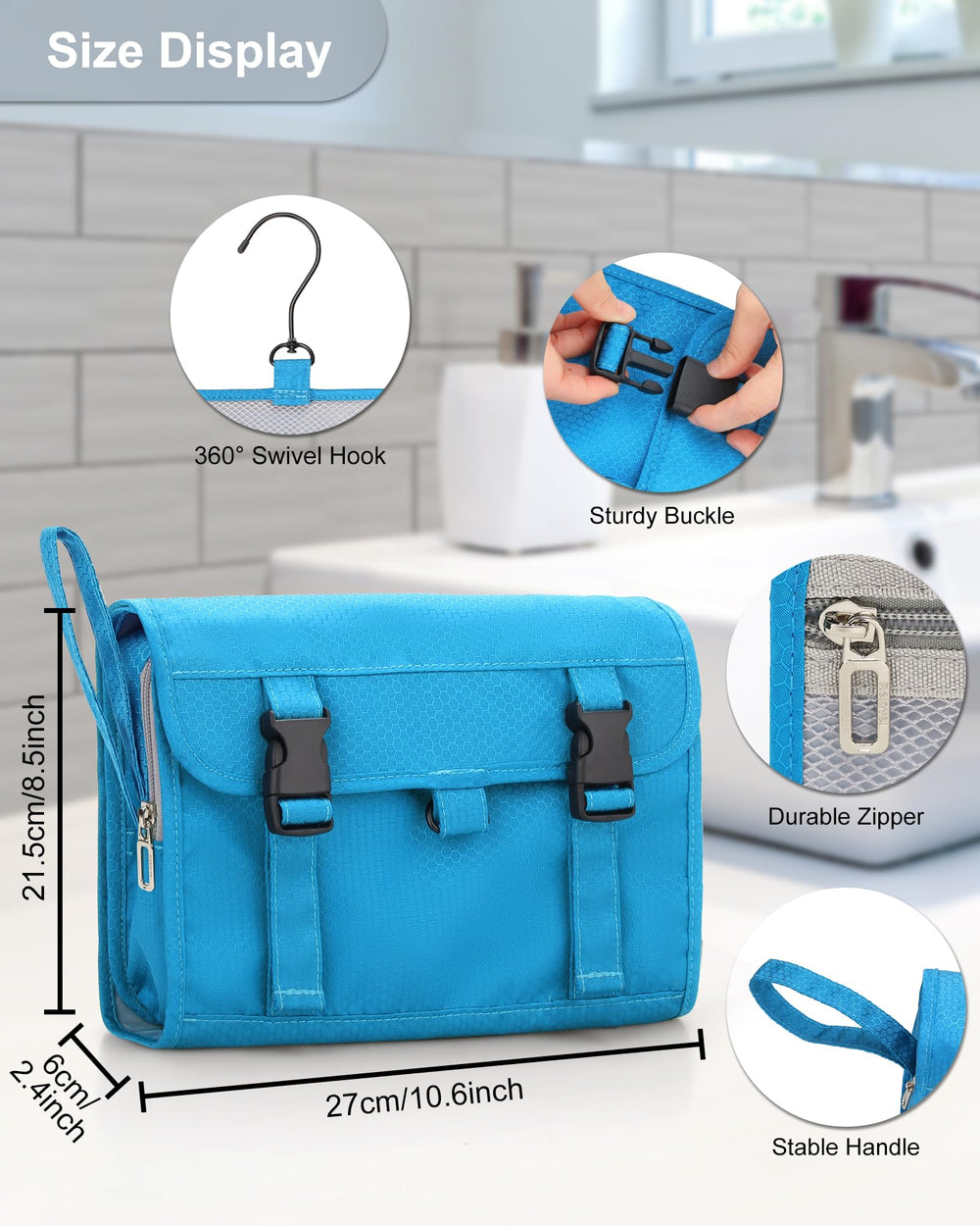 Relavel sac toilette ouvert avec compartiments et fermetures éclair.