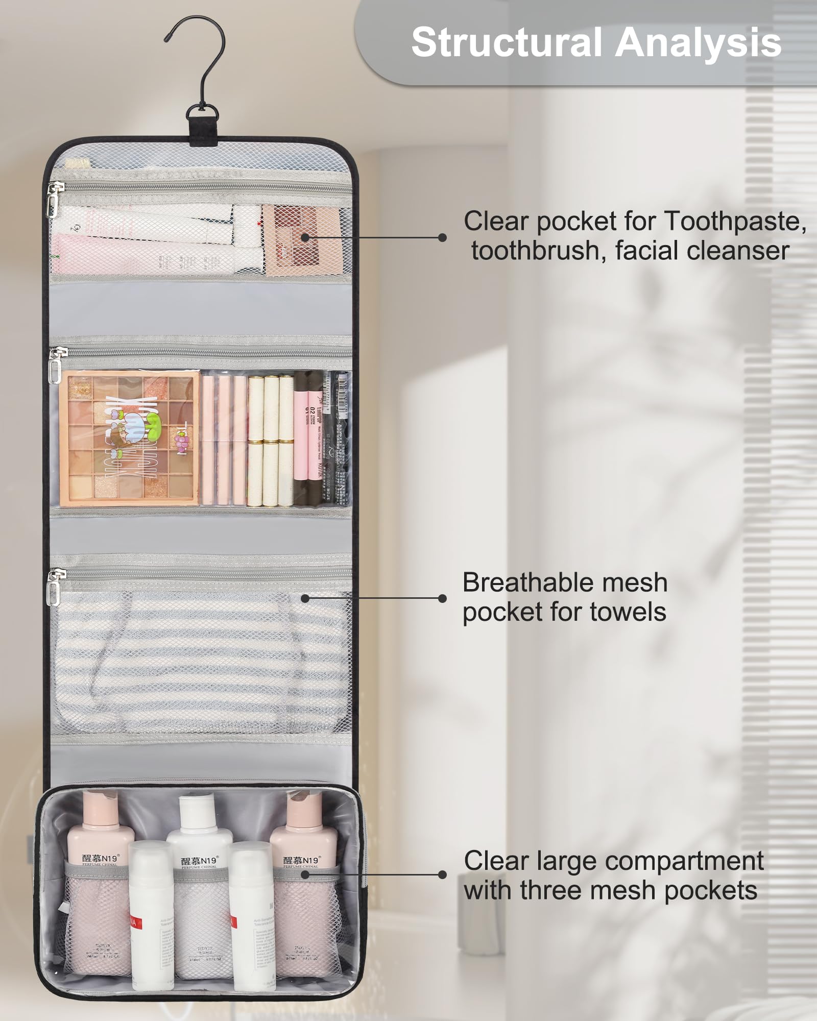 Relavel sac toilette pendu pliable, rangement compact et pratique