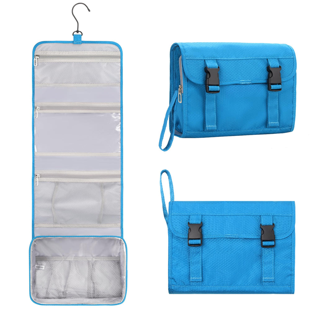 Relavel sac toilette suspendu bleu, pratique pour le voyage.