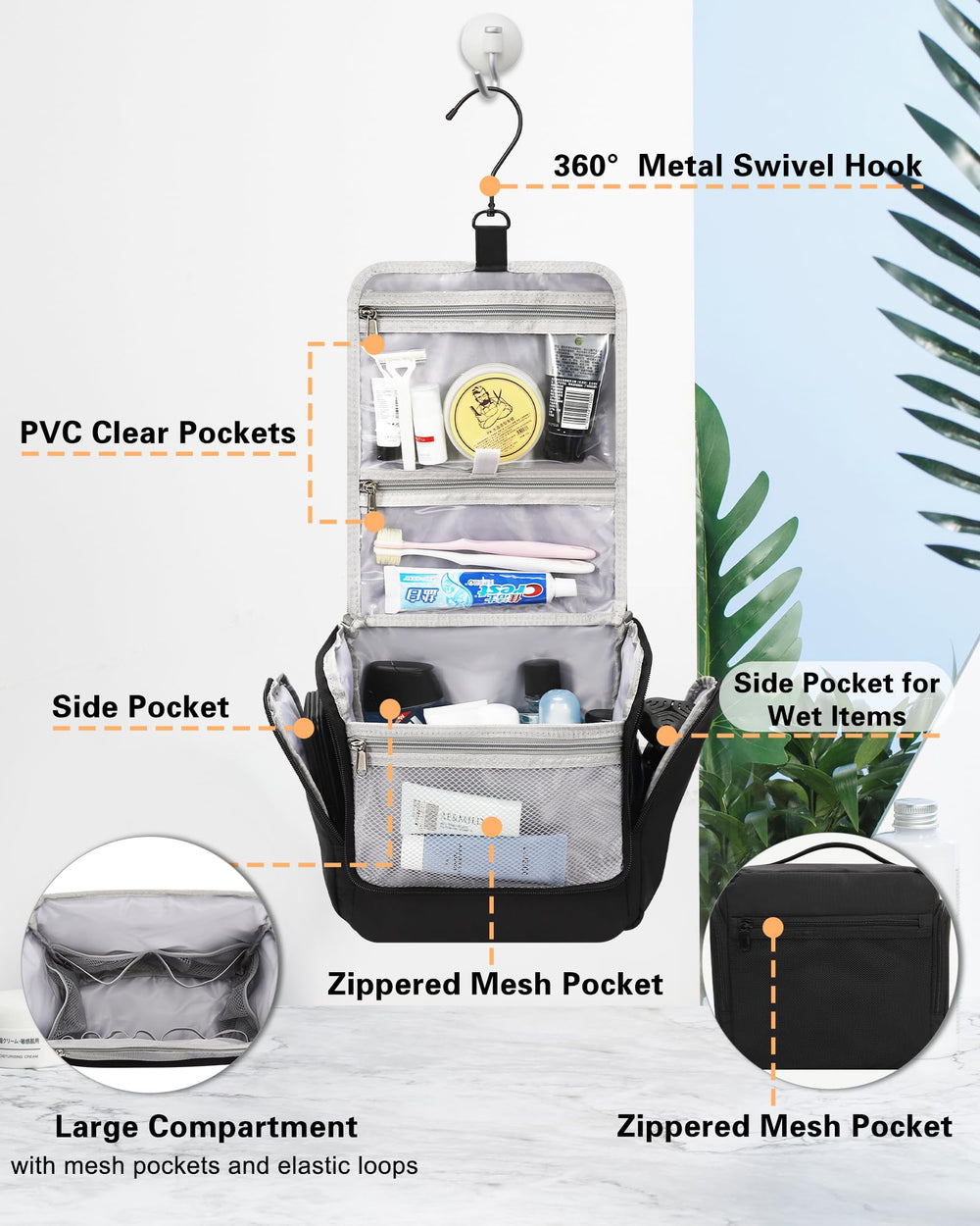 Relavel Trousse de toilette grande capacité pour tout voyagiste.
