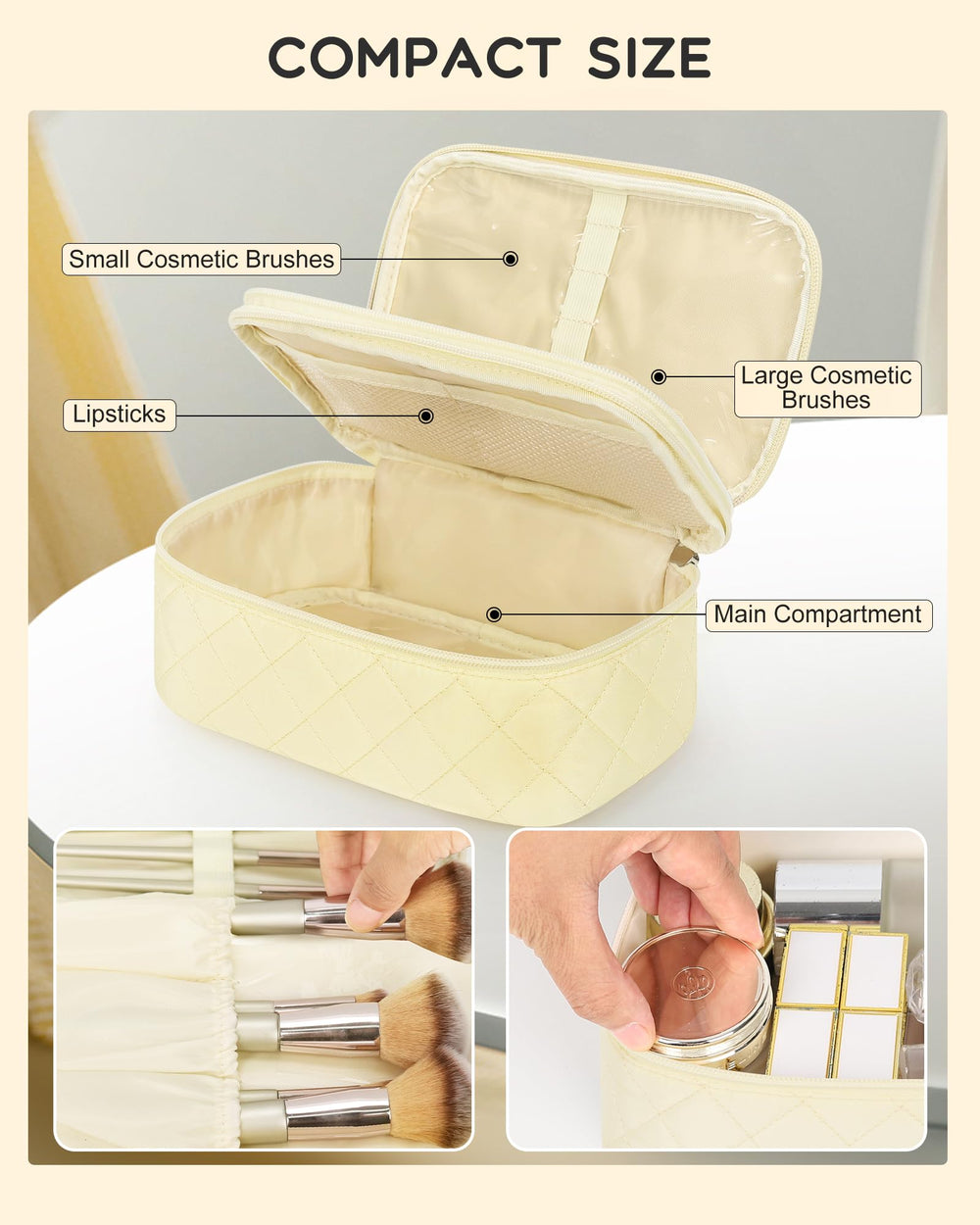 Relavel Trousse Maquillage 6 emplacements élastiques pour accès rapide.