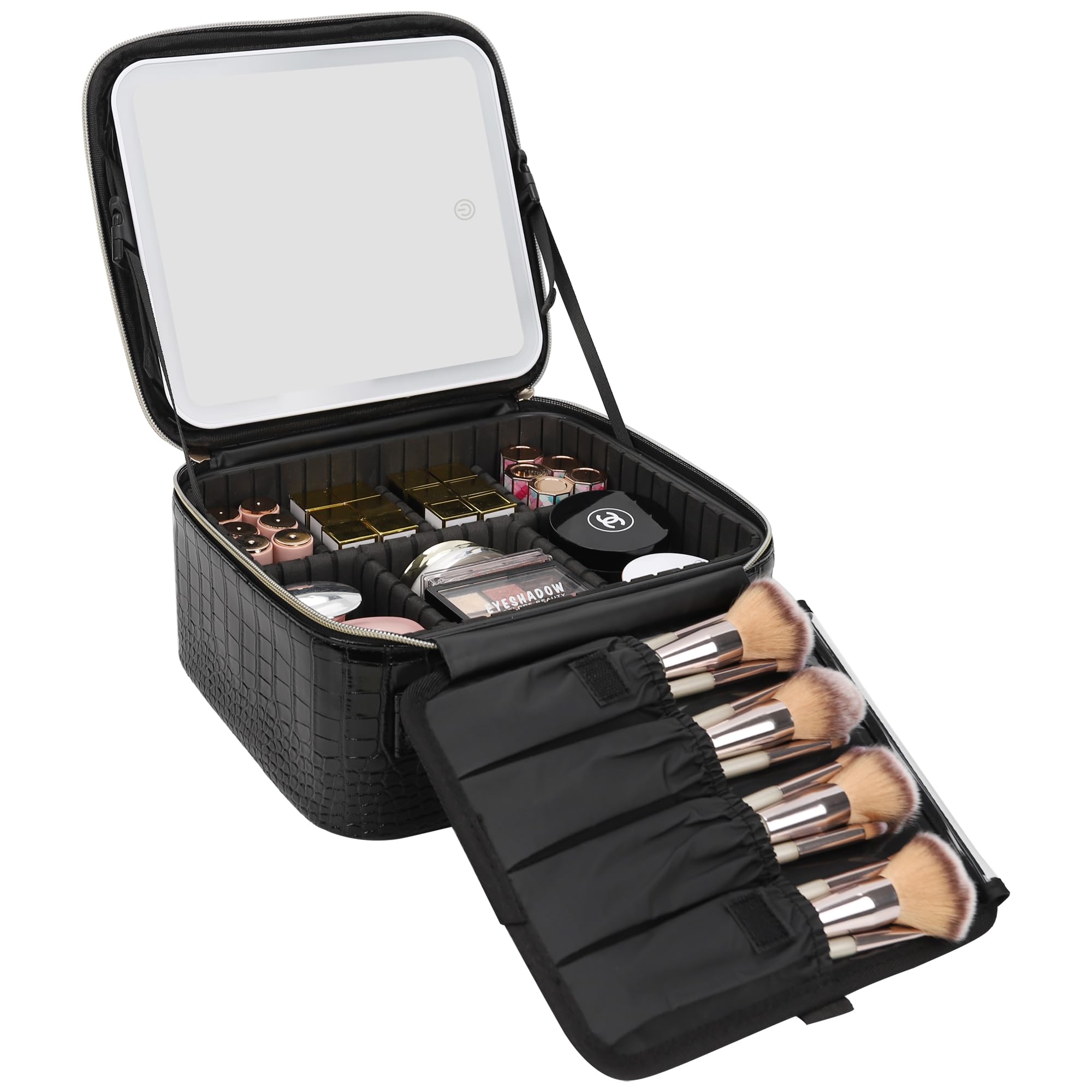 Relavel Trousse maquillage avec miroir LED pour retouches en voyage