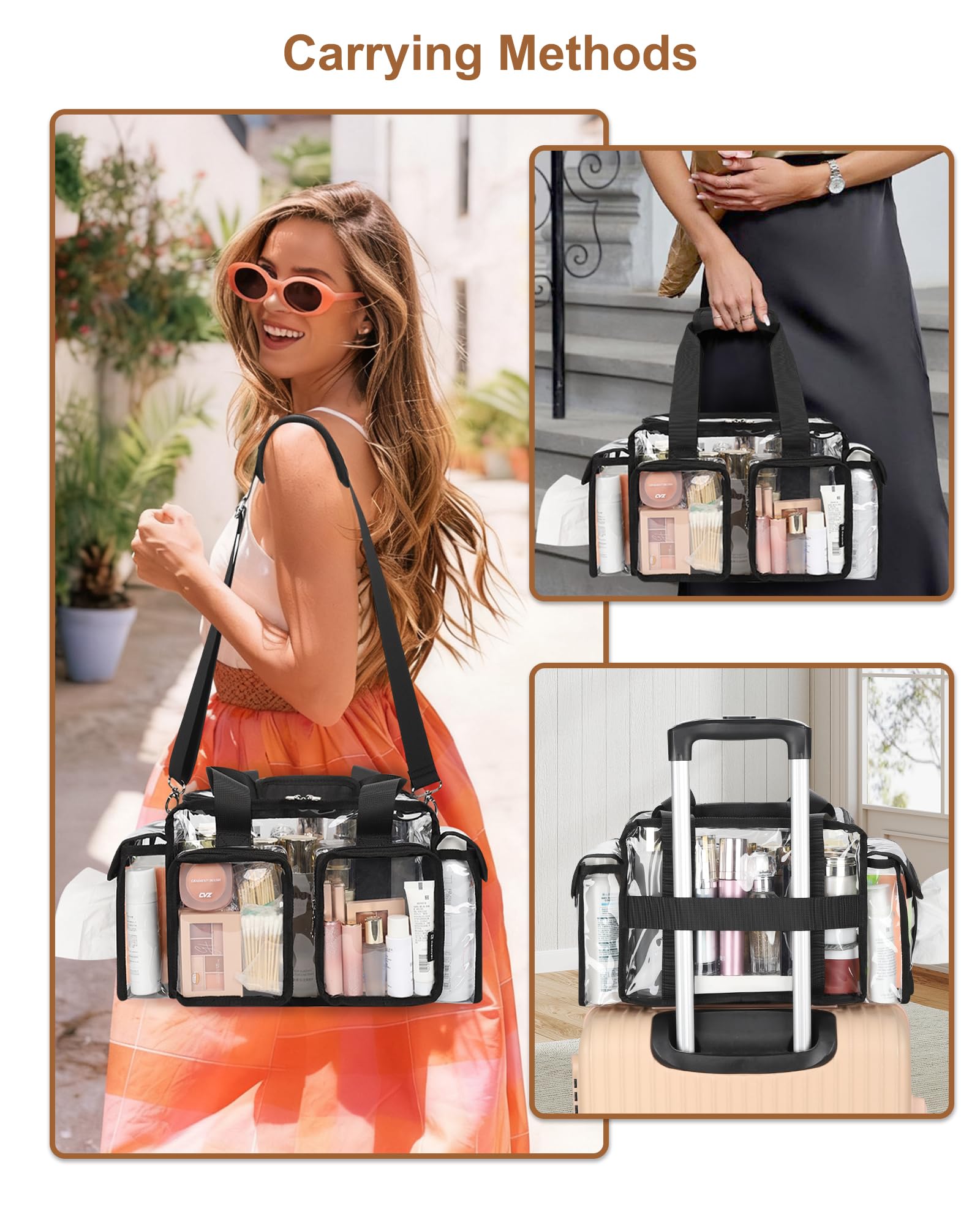 Relavel Trousse Maquillage Bandoulière Réglable pour transport confortable.