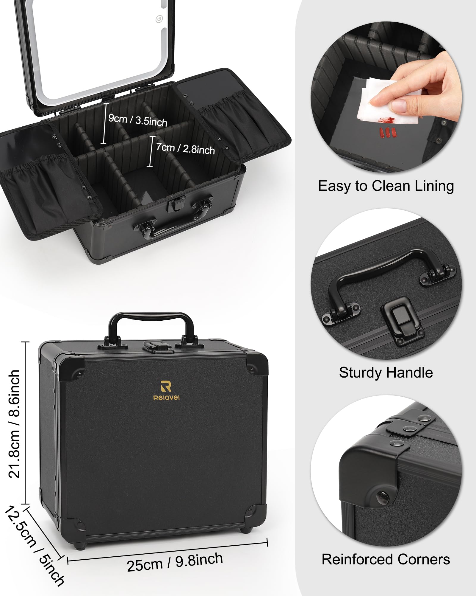 Relavel trousse maquillage batterie USB rechargeables pour longue autonomie