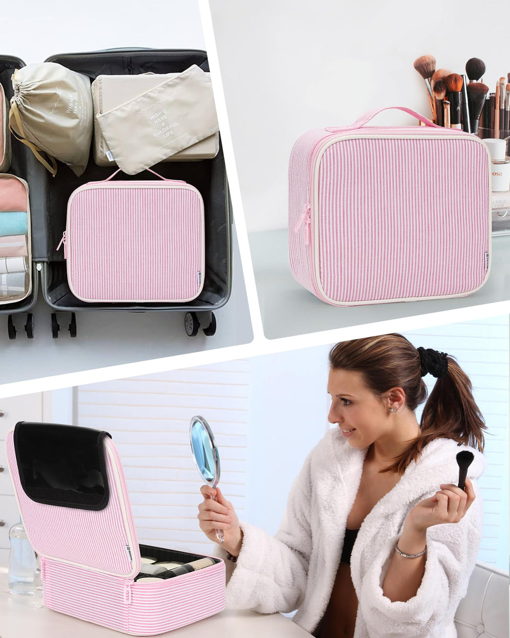 Compacte et polyvalente, idéale pour cosmétiques, bijoux ou articles de toilette.