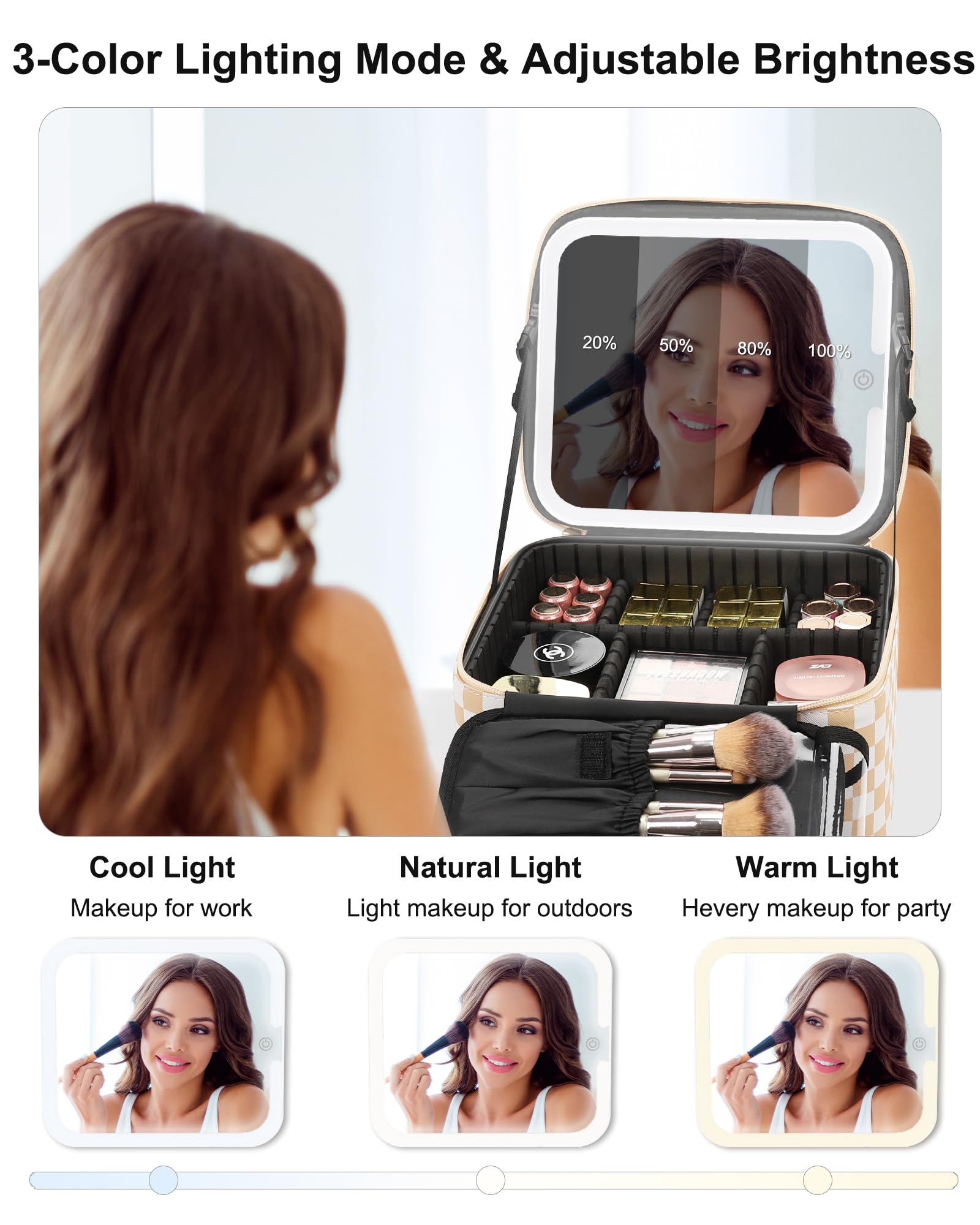 Relavel trousse maquillage en cuir PU résistant, facile à nettoyer