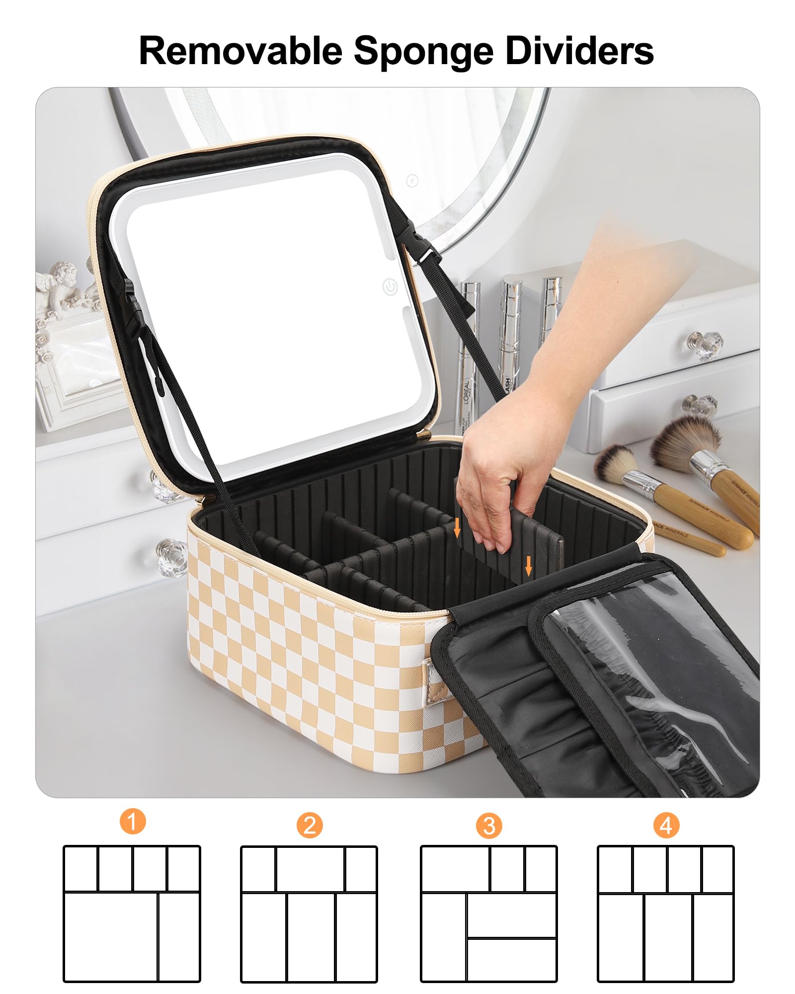 Relavel trousse maquillage avec diviseurs detachables pour rangement personalise