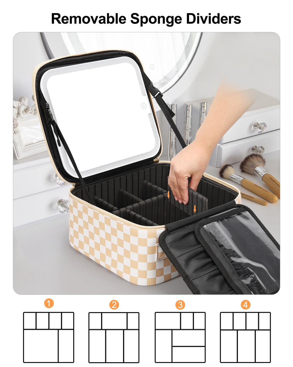 Relavel trousse maquillage avec diviseurs detachables pour rangement personalise