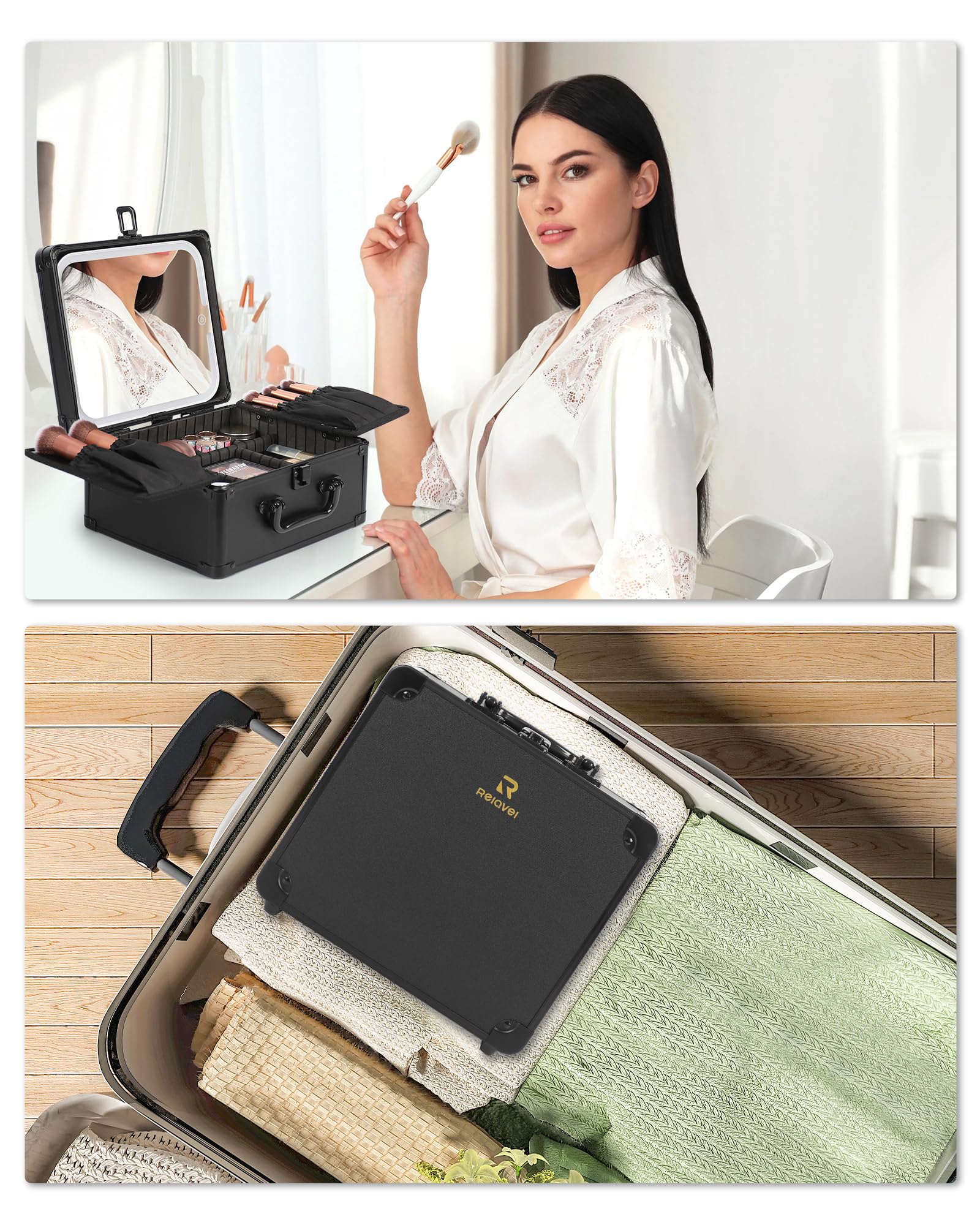 Relavel trousse maquillage matériaux durables ABS aluminium protecteurs