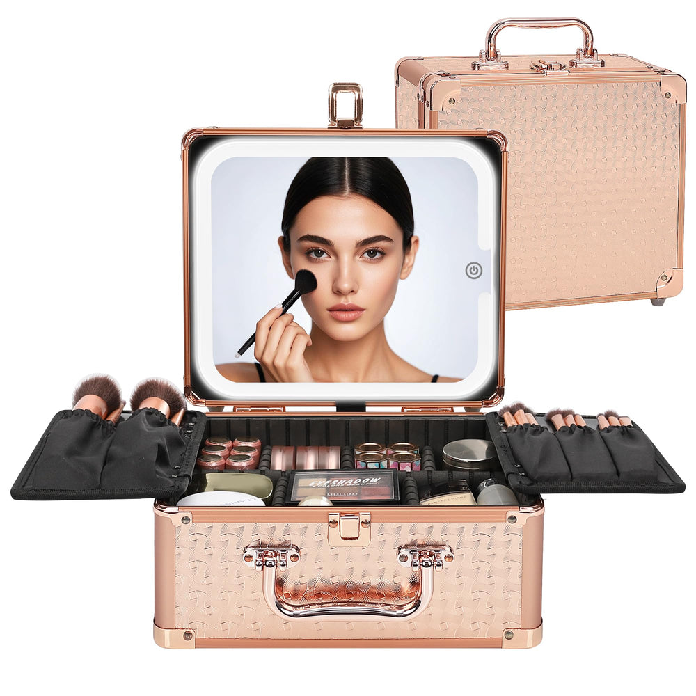 Relavel trousse maquillage avec miroir LED pour retouches en déplacement.