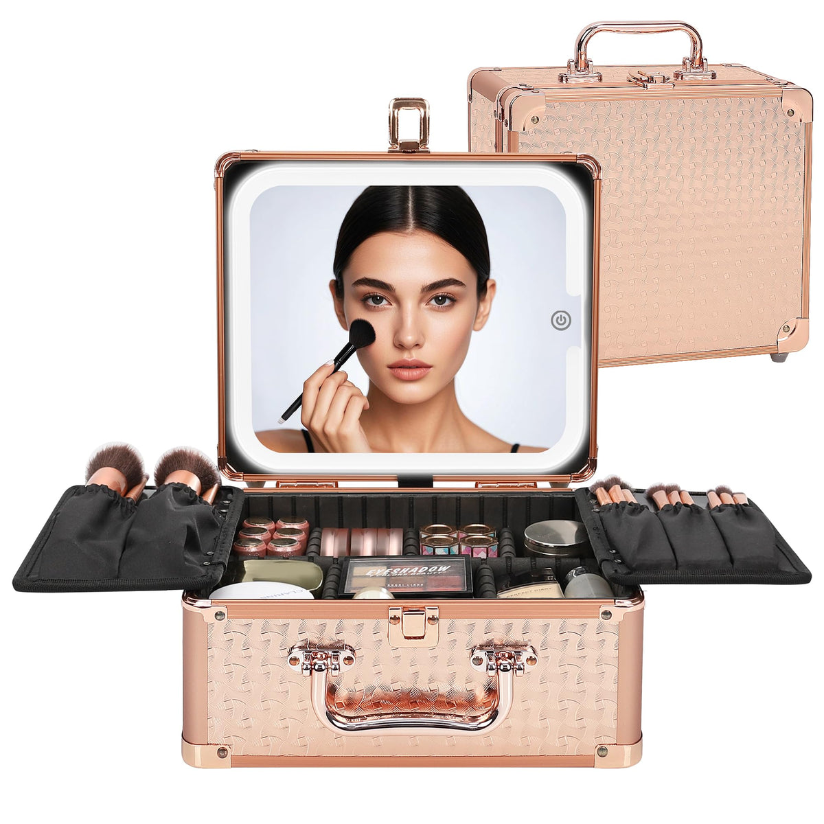 Relavel trousse maquillage avec miroir LED pour retouches en déplacement.