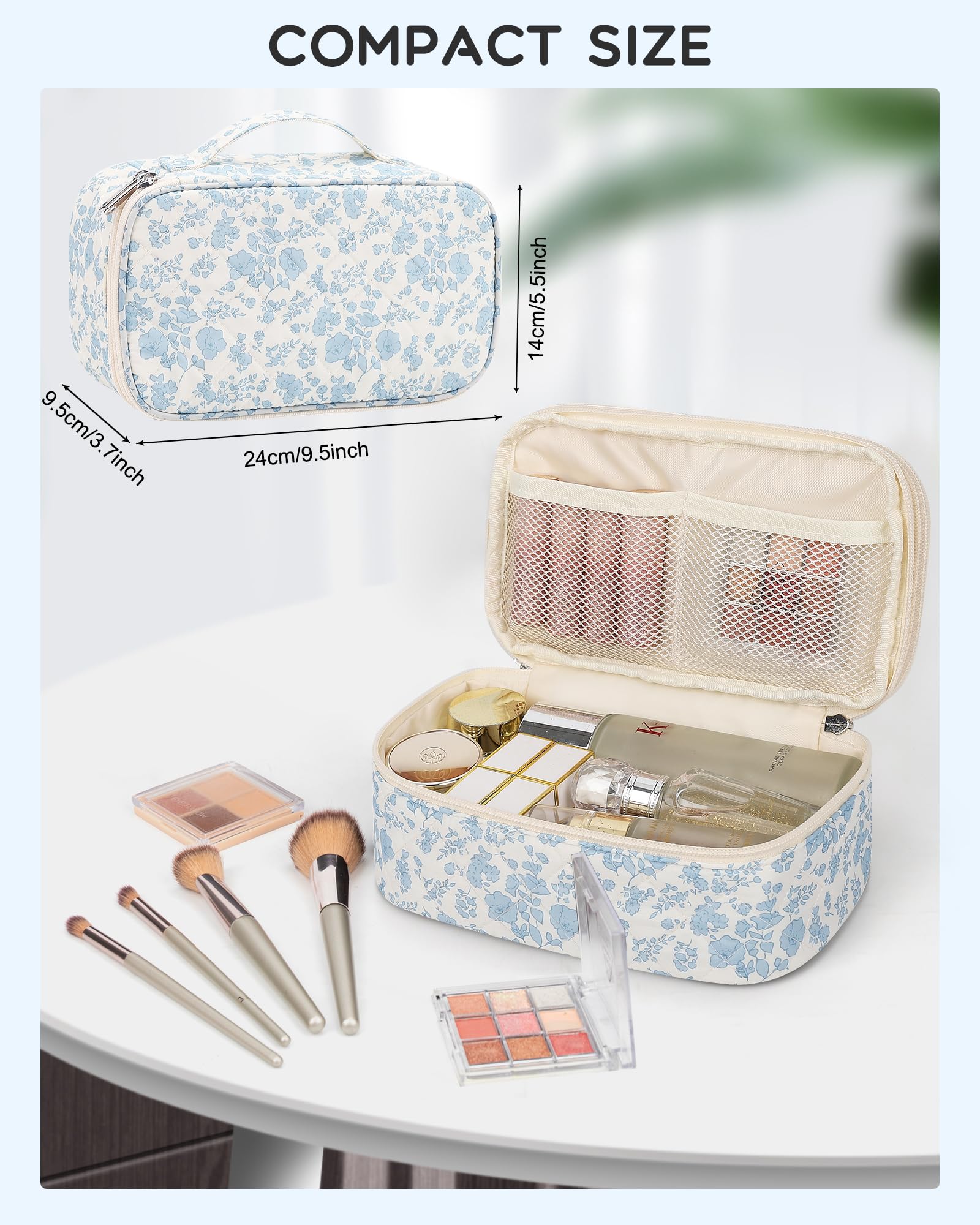 Relavel trousse maquillage poches maillées, compartiments clairs pour voir et organiser