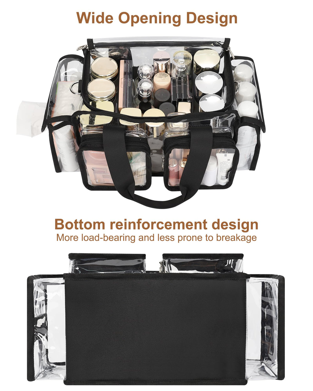 Relavel Trousse Maquillage Transparent Ouverture Large pour un accès rapide.