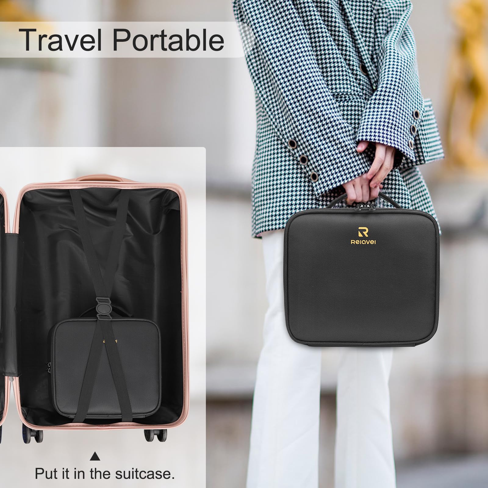 Relavel trousse maquillage voyage en oxford premium, durable et légère pour vos déplacements quotidiens.