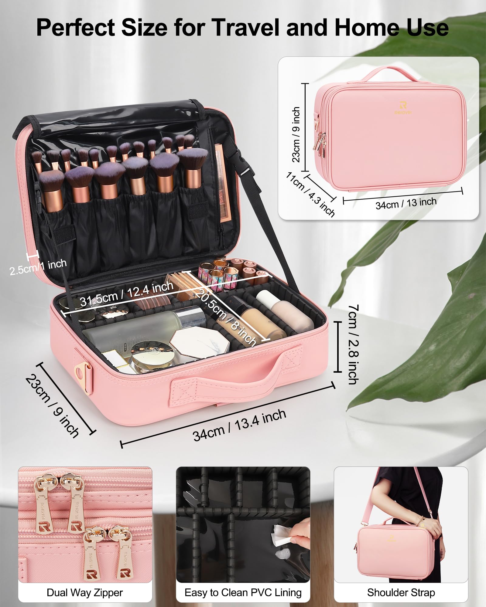 Relavel Trousse maquillage voyage matériau premium, durabilité et toucher agréable
