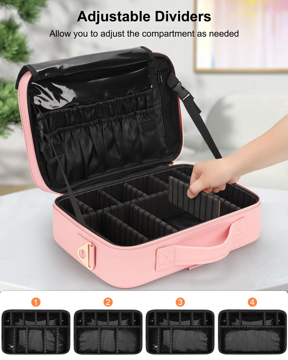Relavel Trousse maquillage voyage organisation interne, séparateurs ajustables