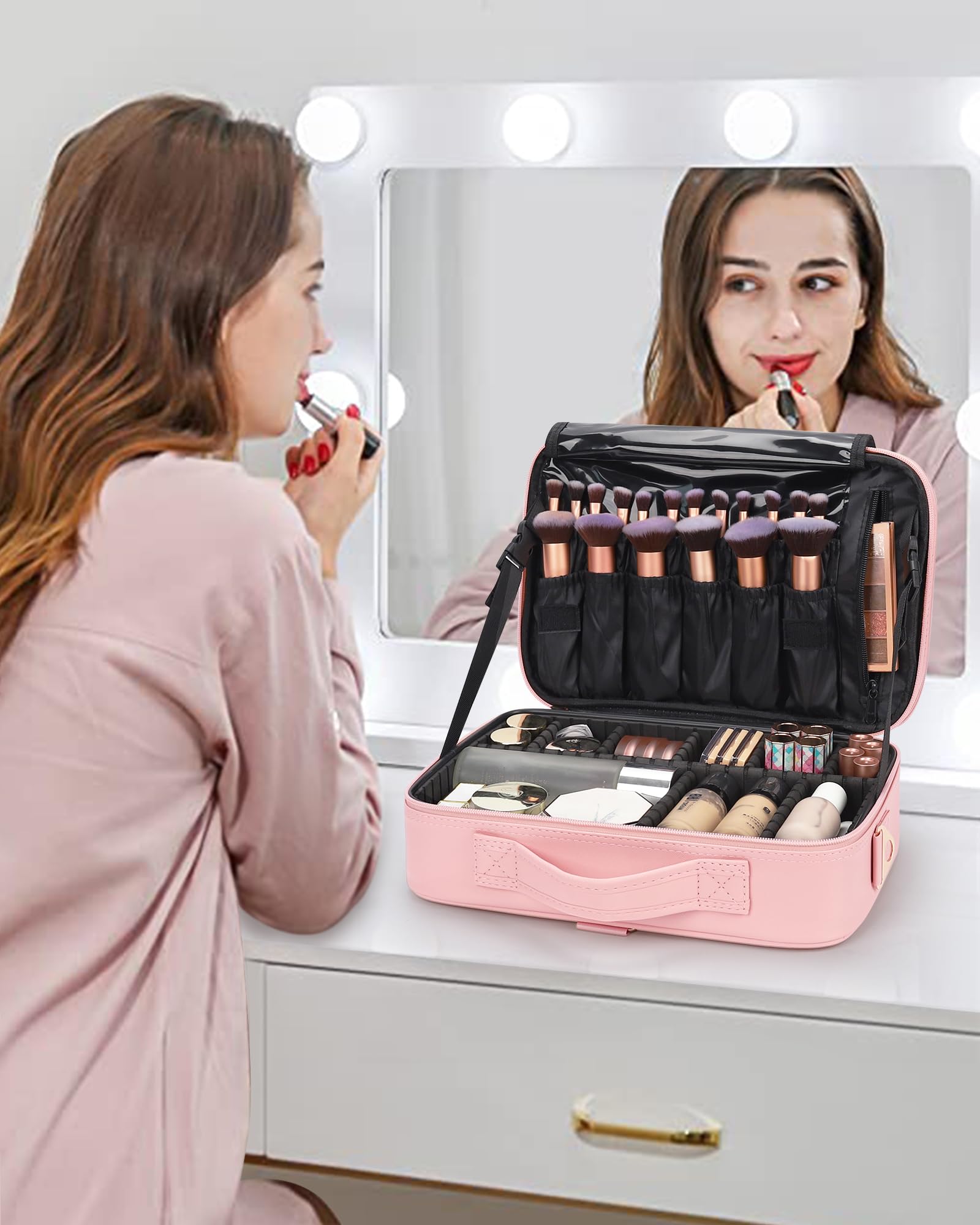 Relavel Trousse maquillage voyage utilisation multifonction, idéale pour cosmétiques et bijoux