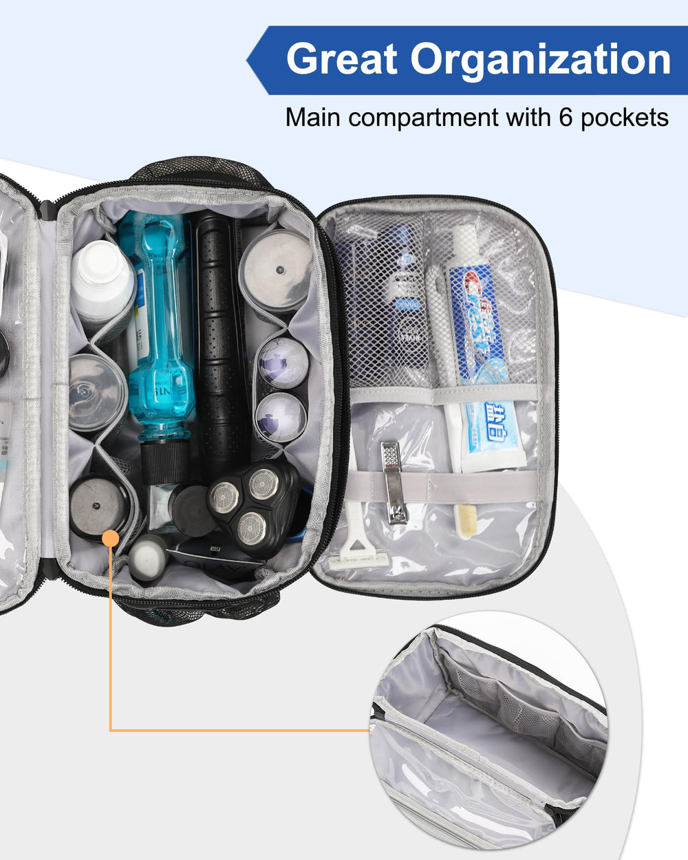 Relavel: poche frontale PVC et éléments de rangement visibles.
