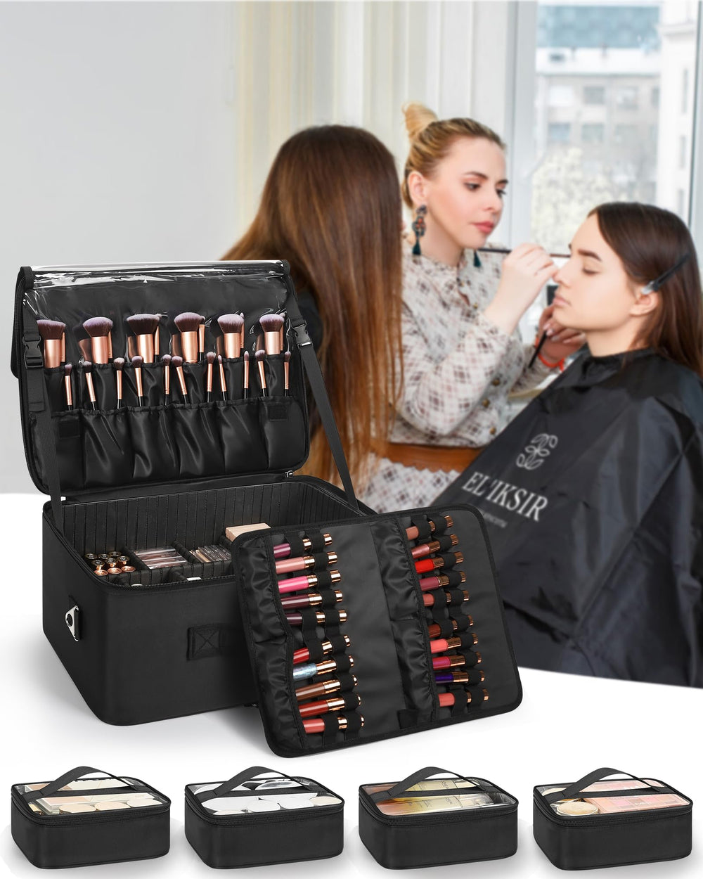 Relavel valise maquillage avec diviseurs ajustables pour personnalisation interne
