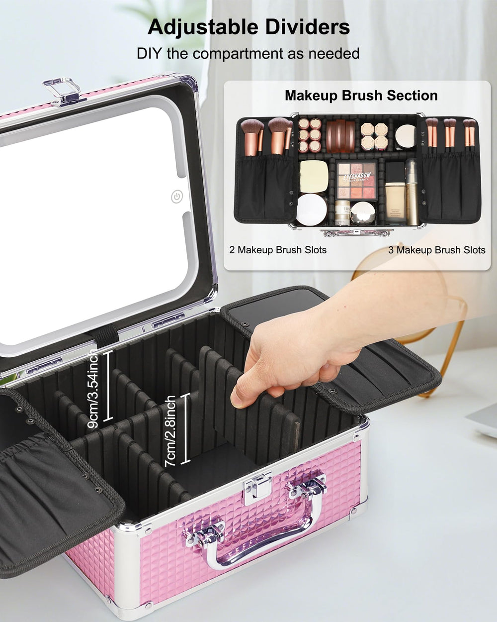 Relavel valise maquillage avec rangements pour pinceaux professionnels.