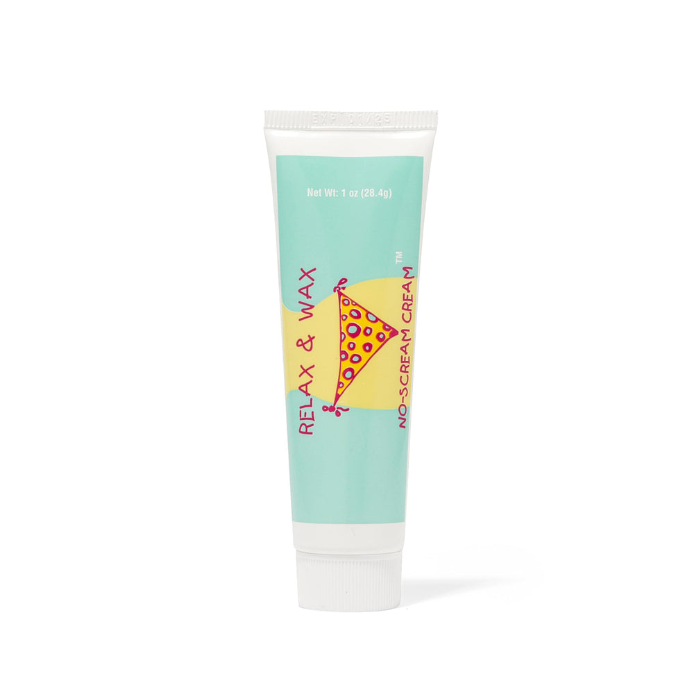 Relax and Wax No Scream Cream bottle closeup for pre-wax pain relief