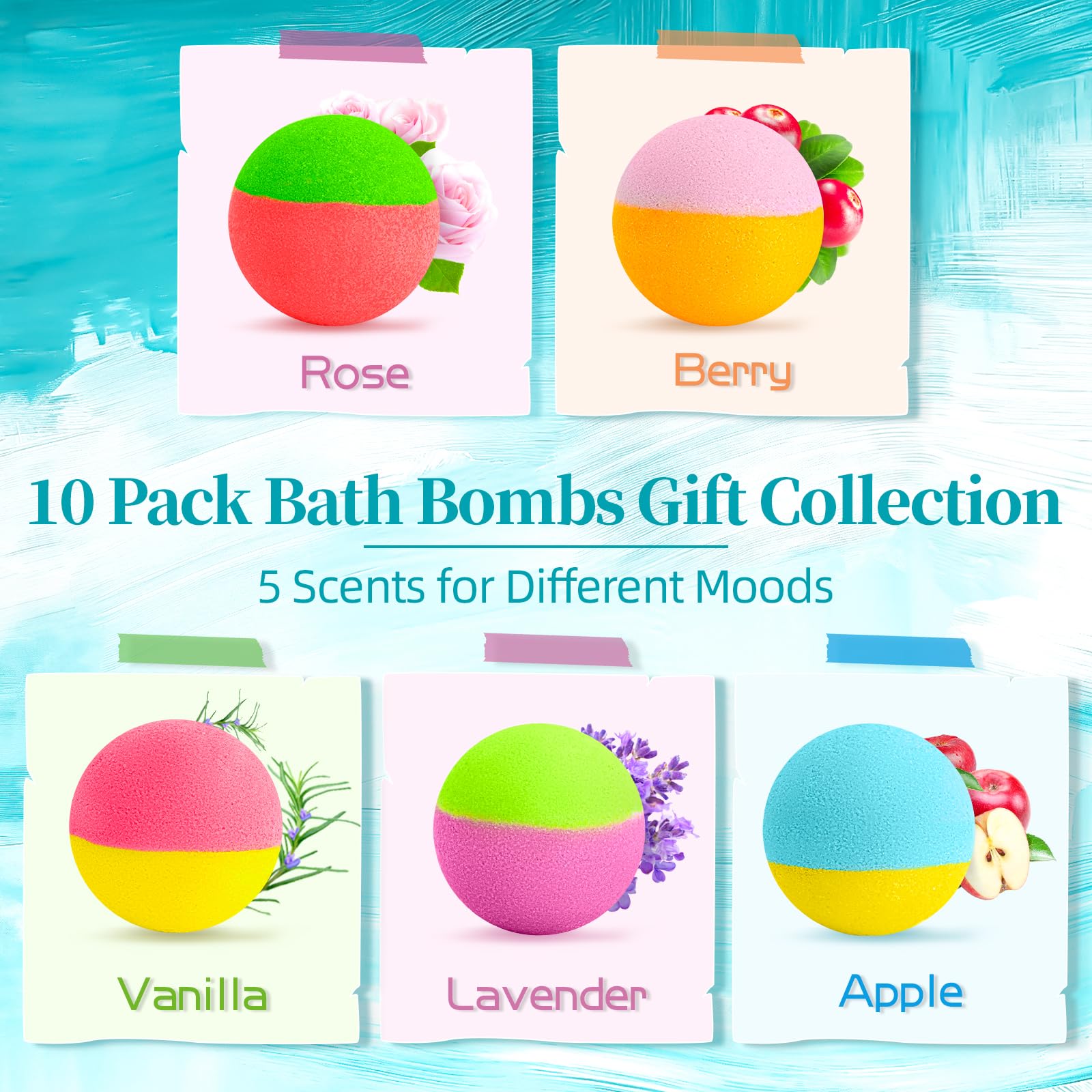 RelaxRose bombes-bain fruits-baies: couleurs et mousse durable