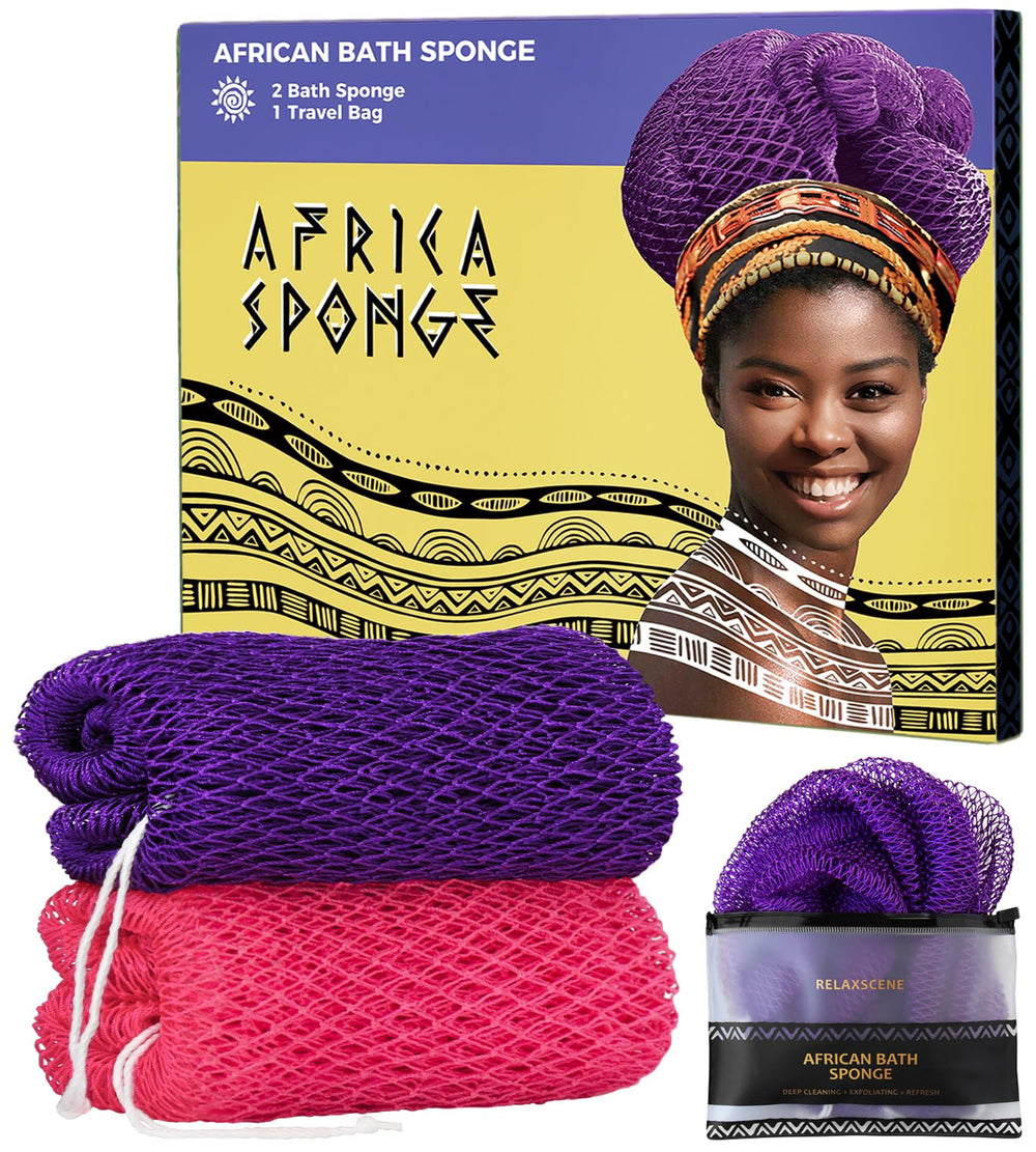 RelaxScene eponge filet africain authentique ensemble pratique pour corps et dos