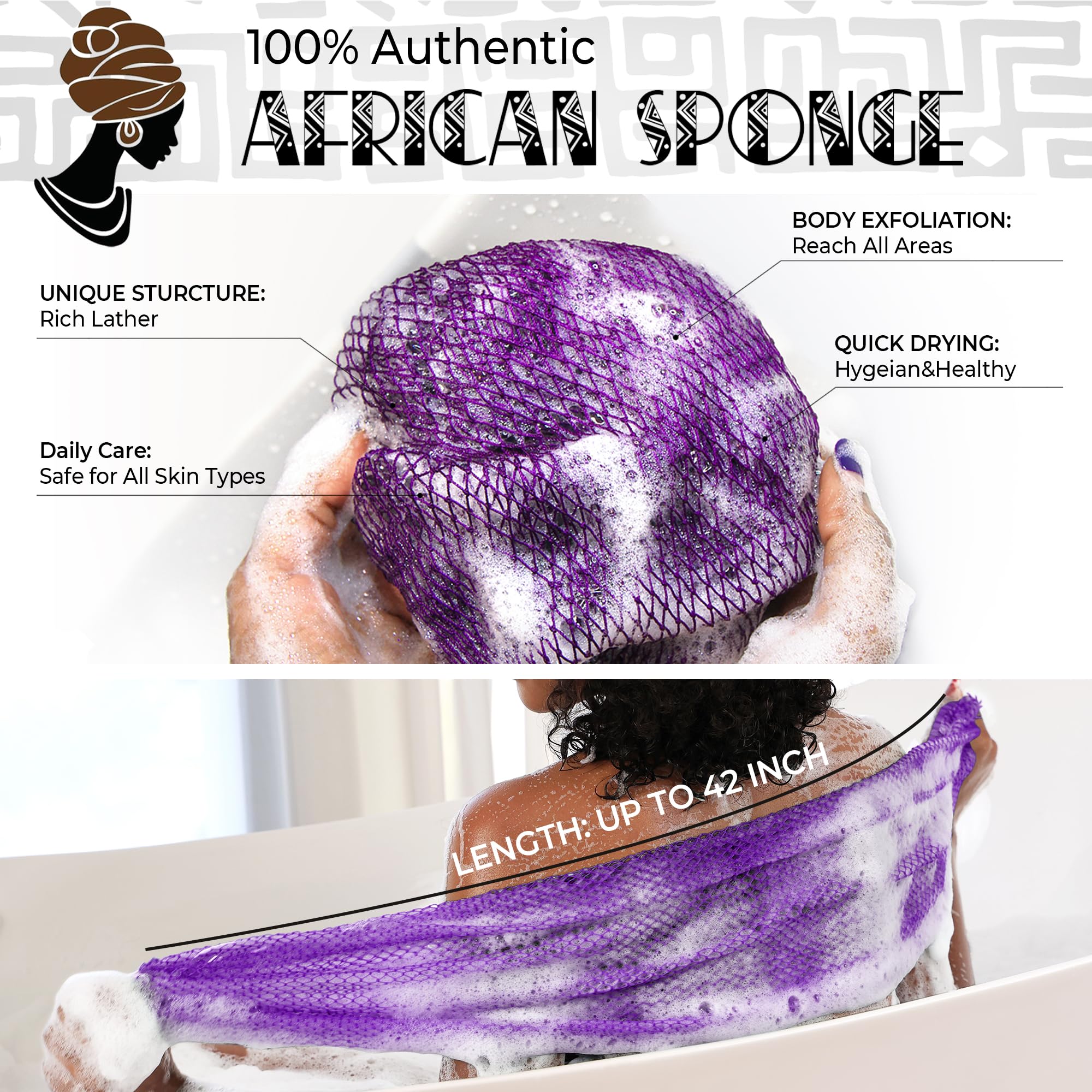 RelaxScene eponge filet africain authentique texture fine pour exfolier en douceur