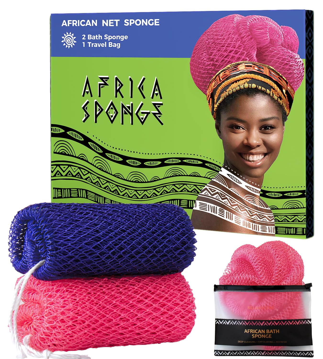 RelaxScene Éponge réseau africain authentique violet pour exfolier en douceur