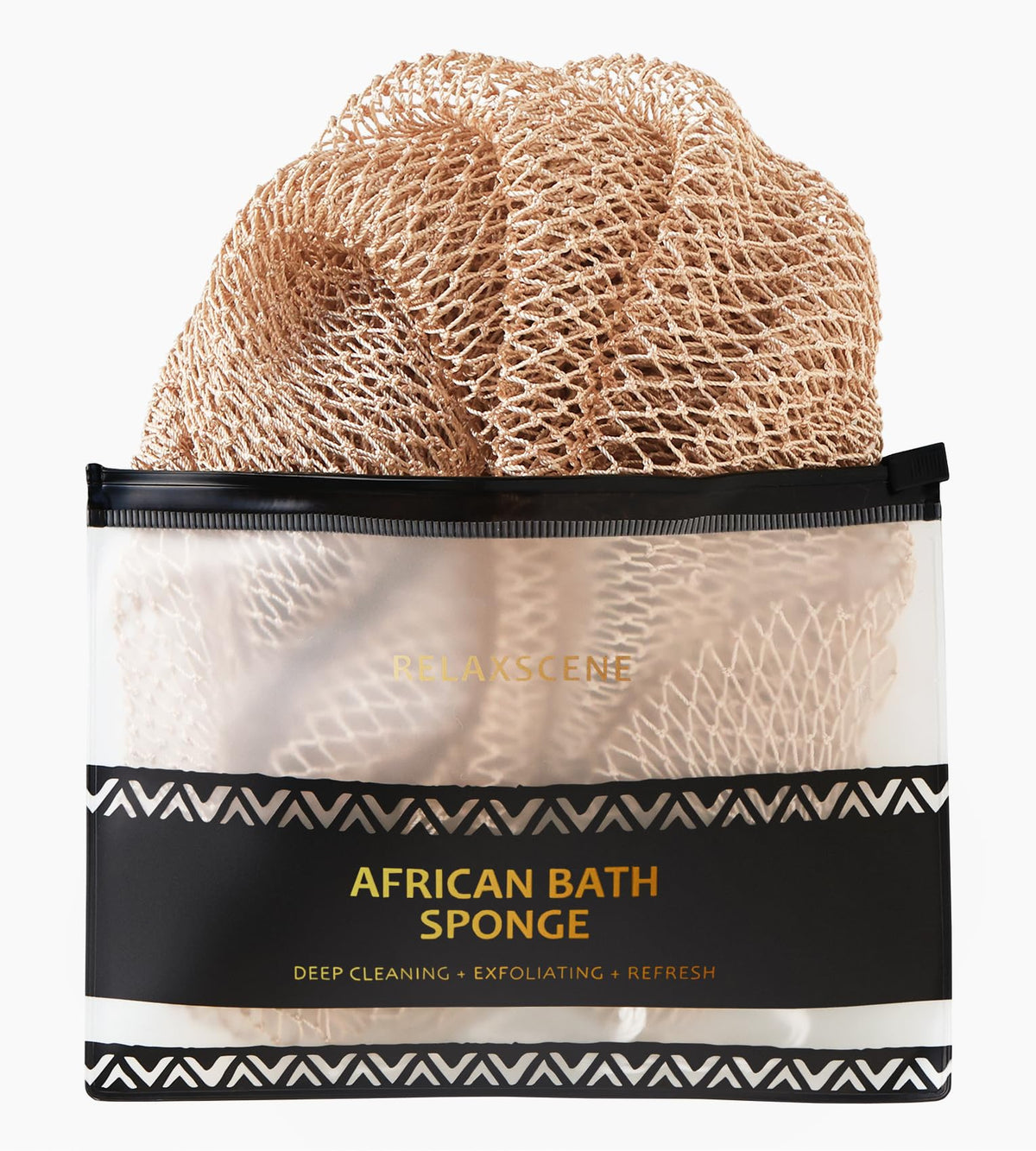 Éponge RelaxScene réseau africain exfoliante pour le dos, gommage efficace et doux.