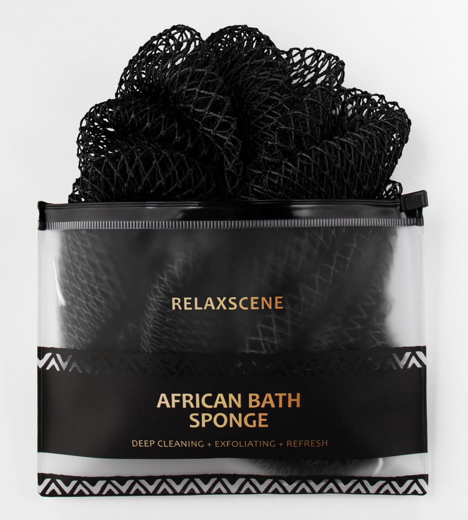 RelaxScene éponge réseau africaine, exfoliation douce et mousse riche pour le bain
