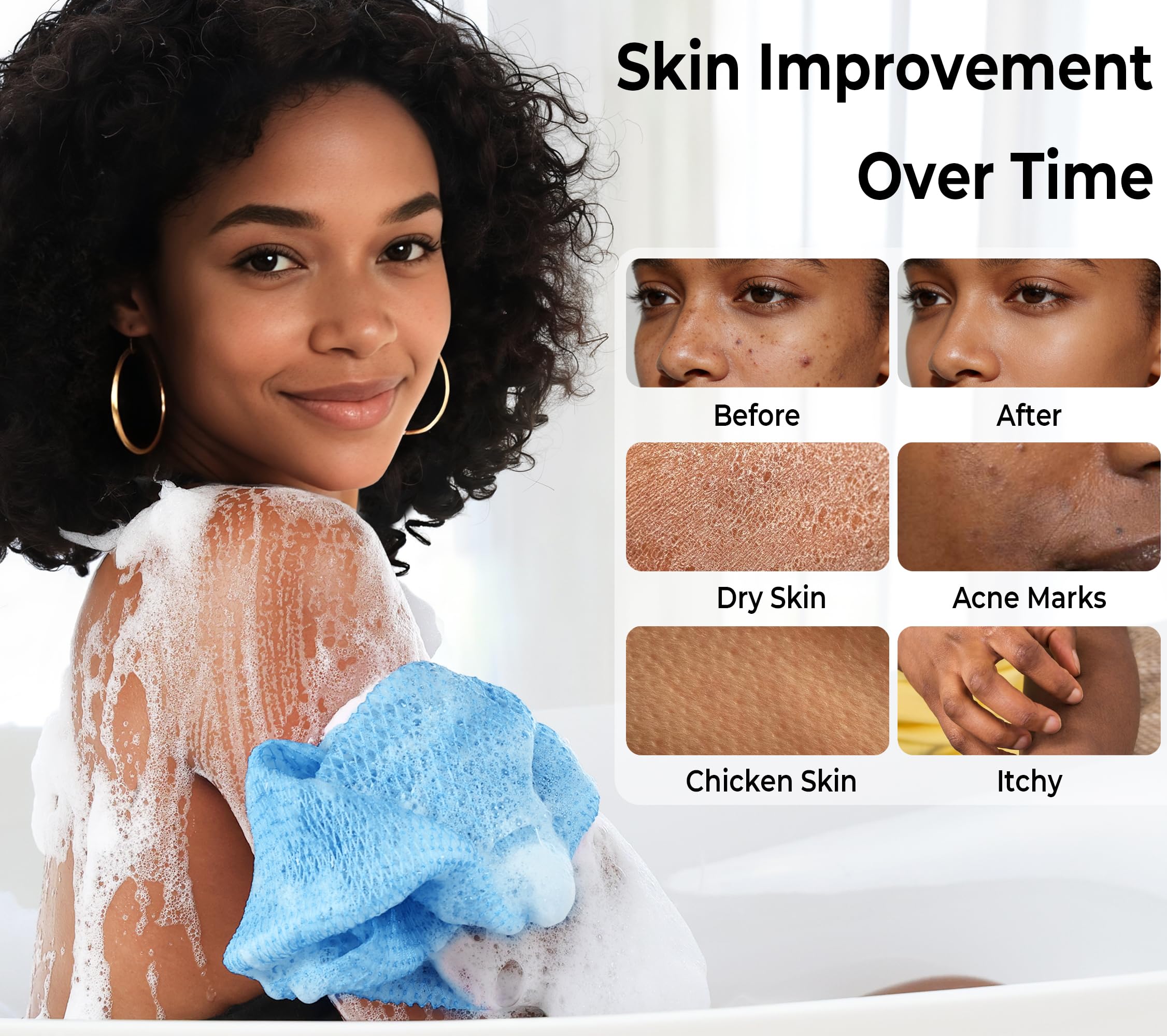 Éponge de douche africaine sèche rapidement et reste hygiénique après usage.