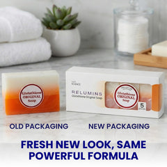 Relumins Glutathione Savon Exfoliation Douce prépare la peau à l’absorption.