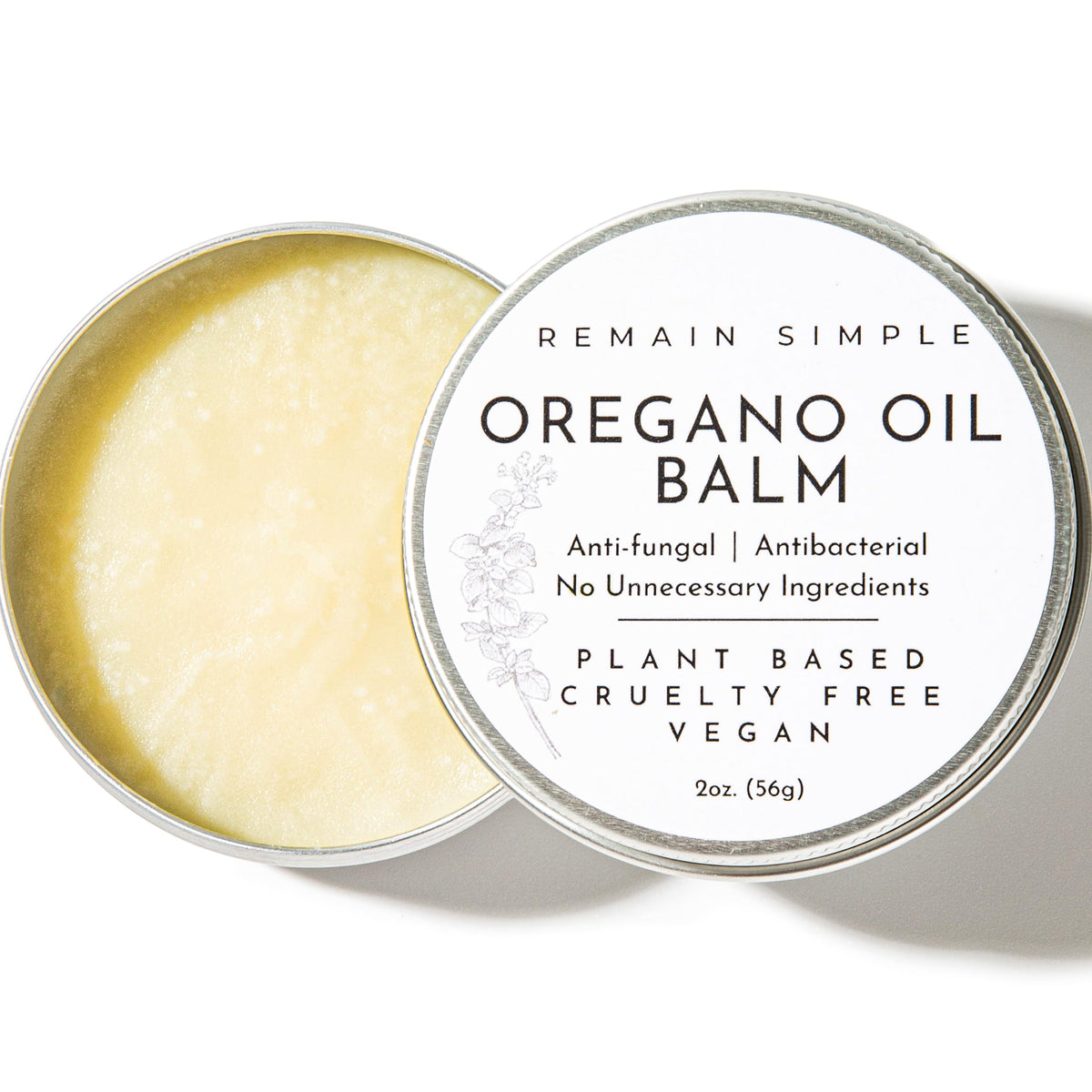 Baume Remain Simple à l’origan en bocal; hydratant et purifiant pour la peau