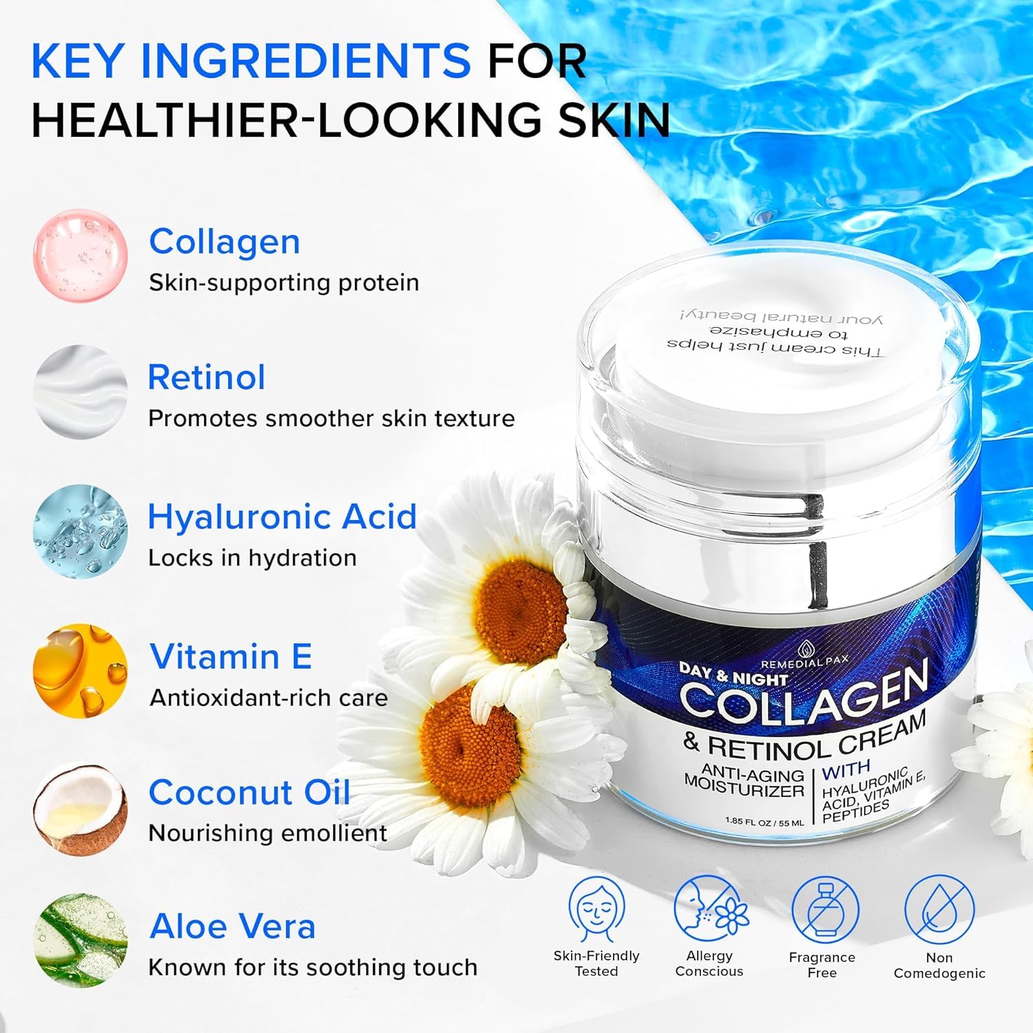 Remedial Purity Aesthetics Experience collagen face cream pump for easy daily application.