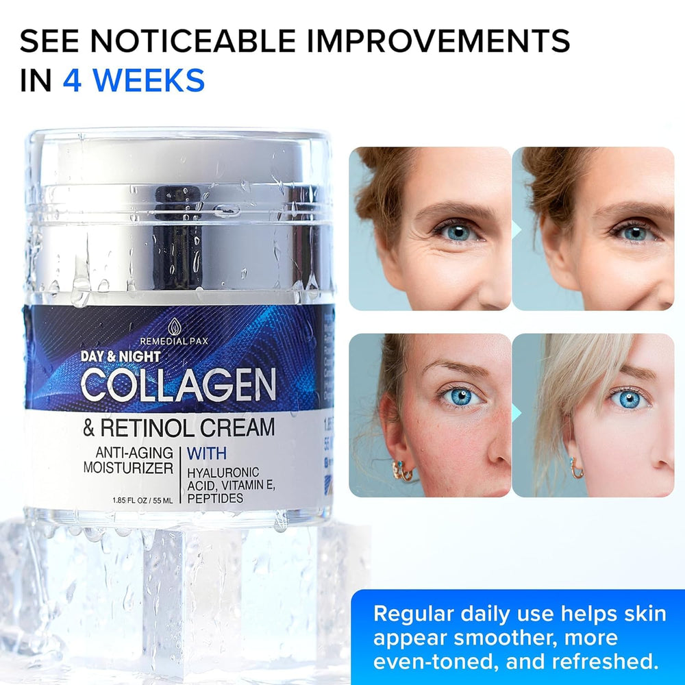 Remedial Purity Aesthetics Experience collagen face cream in hand demonstrates lightweight daily moisturization.